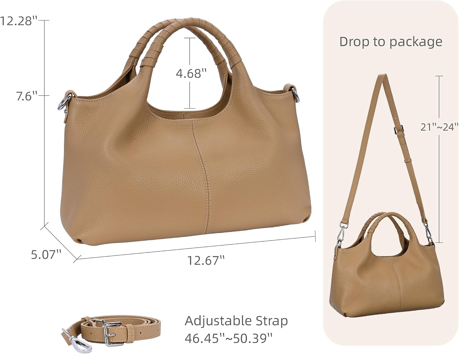 Iswee Leather Satchel Women Purse and Handbag Crossbody Shoulder Bag Hobo | Genuine Cowhide Leather Tote Top Handle Bag Soft & Durable Medium Size Bags with Detachable Multiple Pocketbooks Trendy