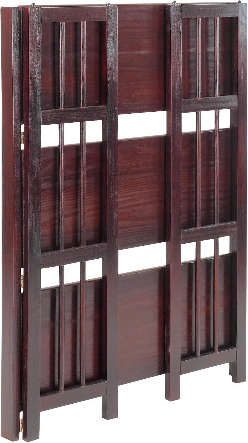 Casual Home 3-Shelf Folding Stackable Bookcase (27.5" Wide)-Walnut