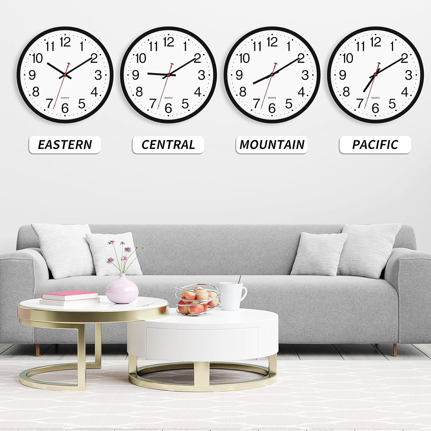 Foxtop 12 Inch Wall Clock Silent Battery Operated Analog Clock, Black