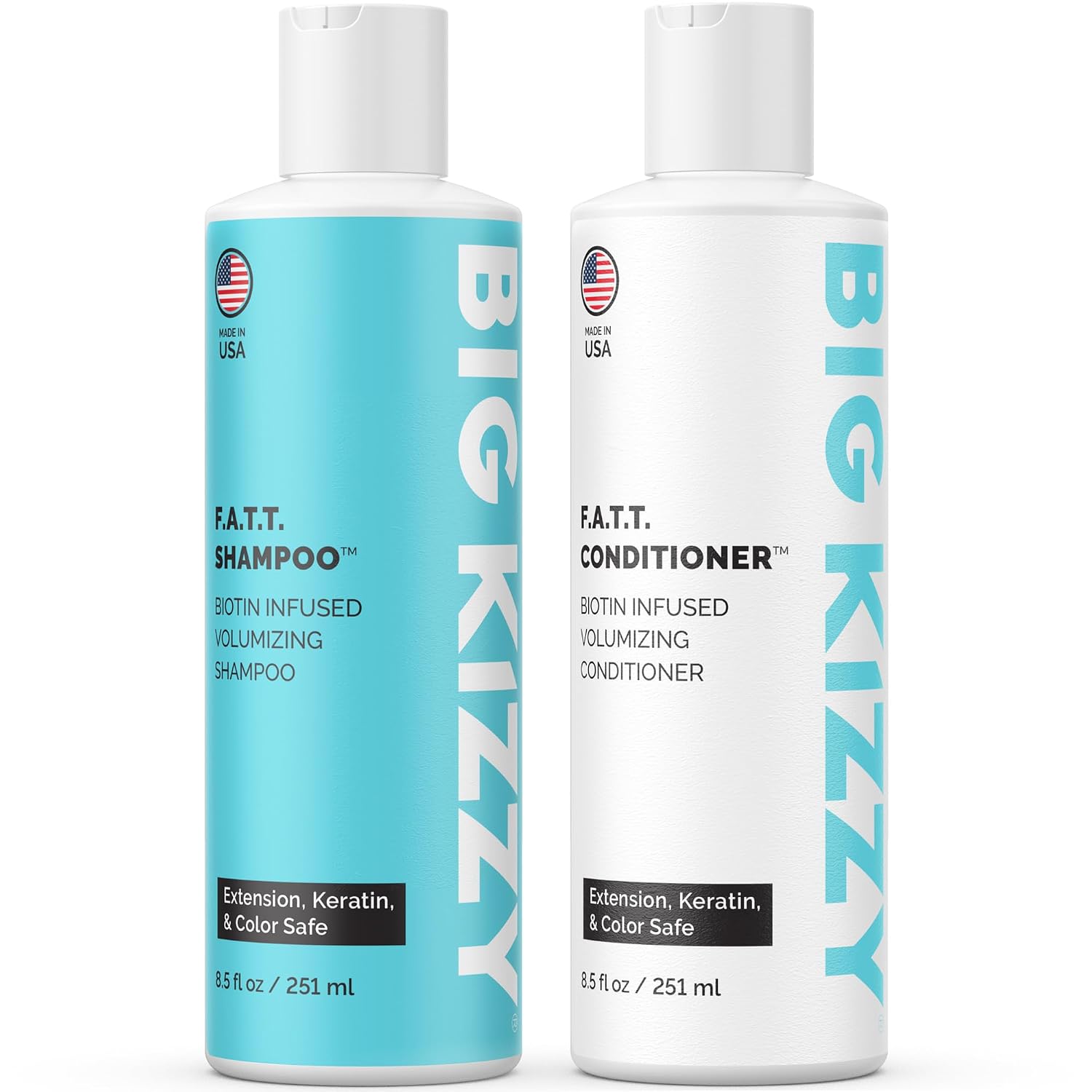 Volumizing & Thickening Biotin Shampoo & Conditioner Set - F.A.T.T. by Big Kizzy, Gentle Hair Care Safe for Extensions