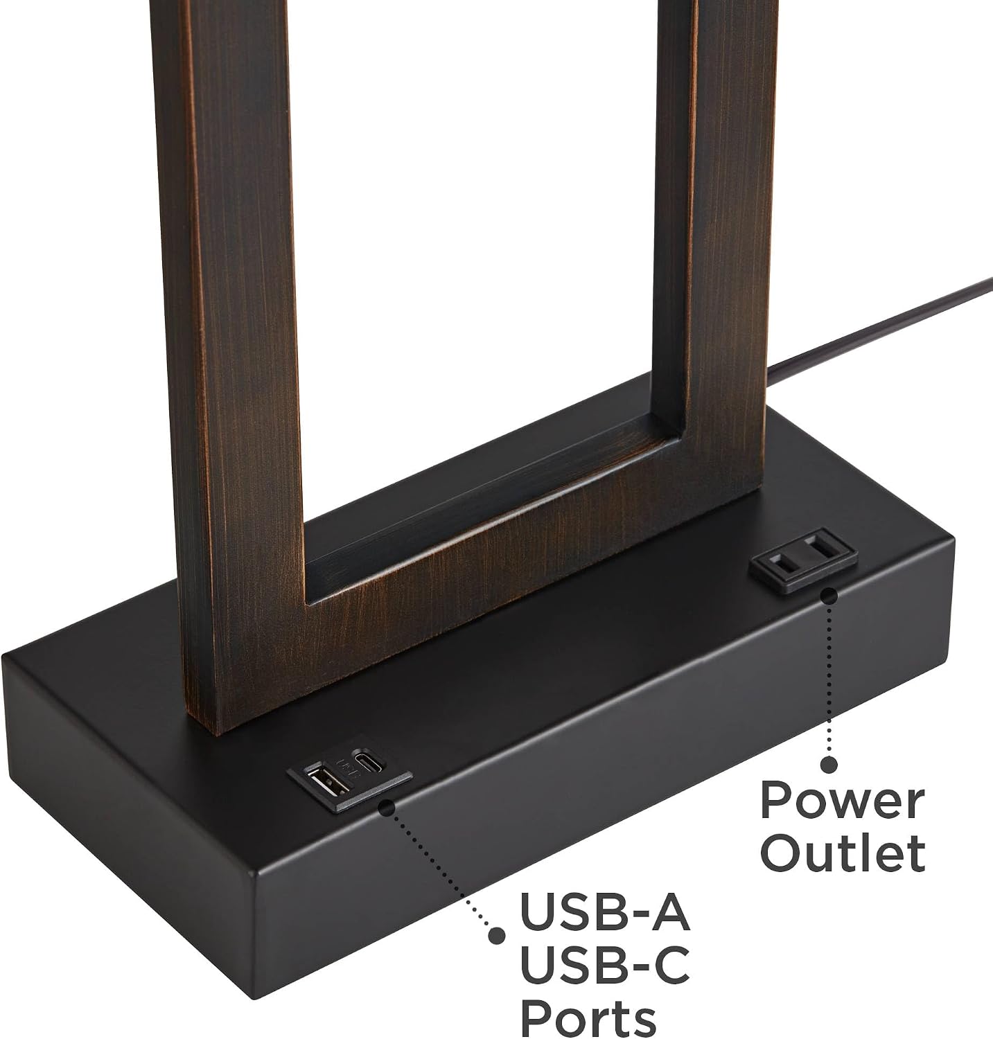 Todd 30" Large Table Lamp USB Brushed Nickel AC Power Outlet Modern | Hotel Charging Ports Living Room Bedroom House Bedside Nightstand Home Office Family Rectangle White Shade
