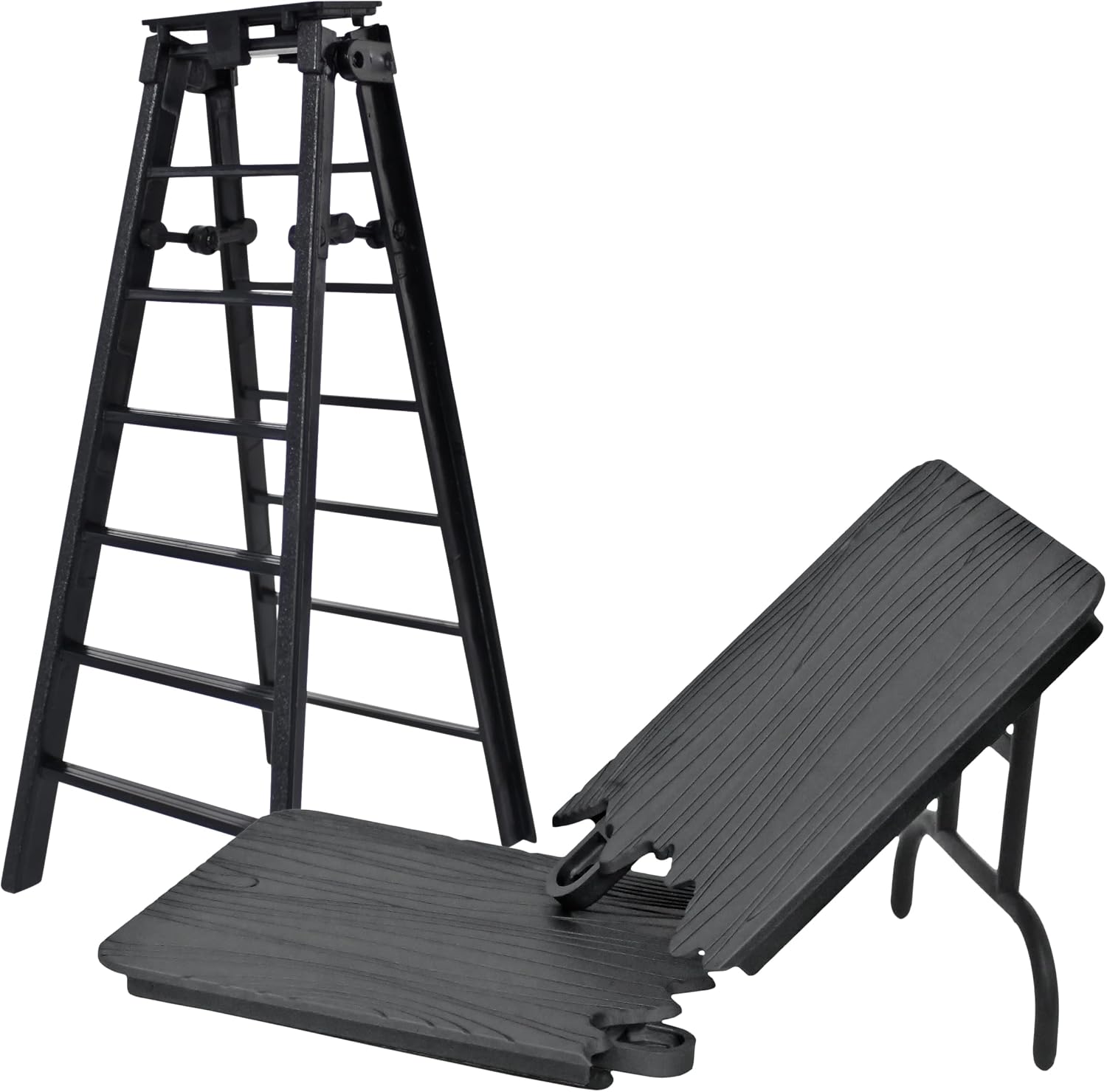 Black Table & Ladder Set for Wrestling Action Figures | Create High-Flying Ladder Matches & Table Crashes with a 7 Inch Ladder and Reusable