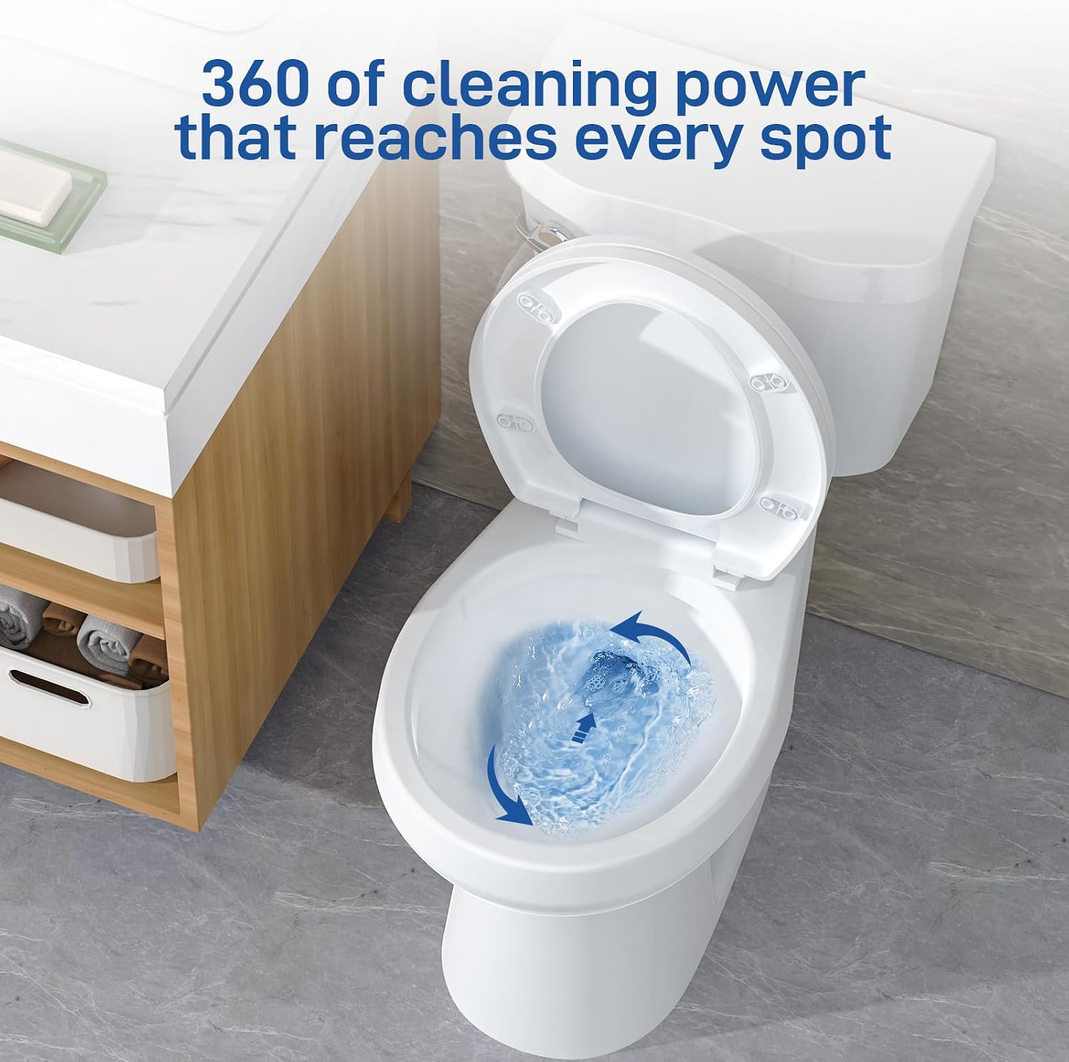Two-Piece Toilets for Bathrooms, Comfort ADA Toilet with 19" Height, Elongated with Soft Close Seat, Power Flush 1.28 GPF
