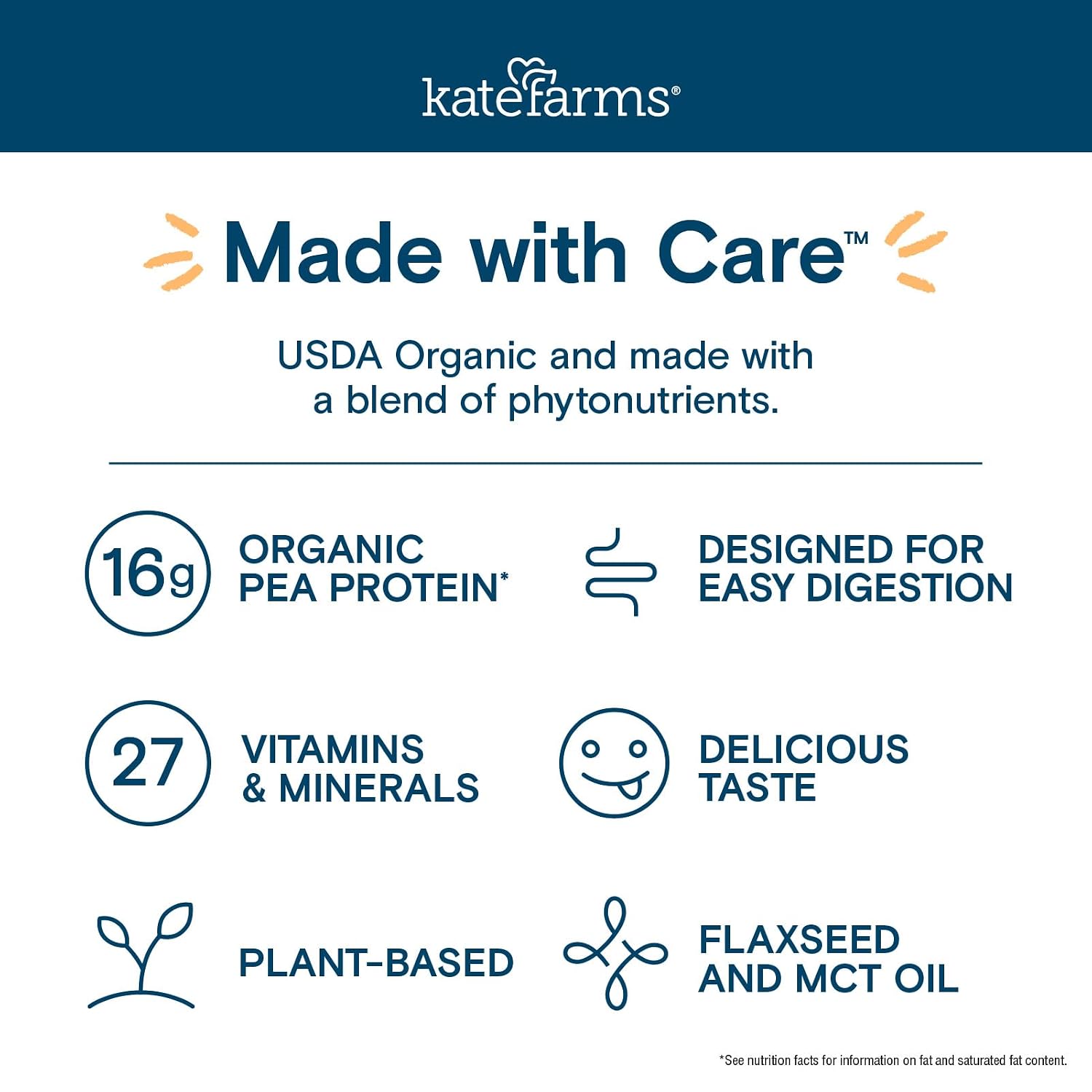 KATE FARMS Organic Nutrition Shake, Chocolate, 16g Protein, 12 Pack