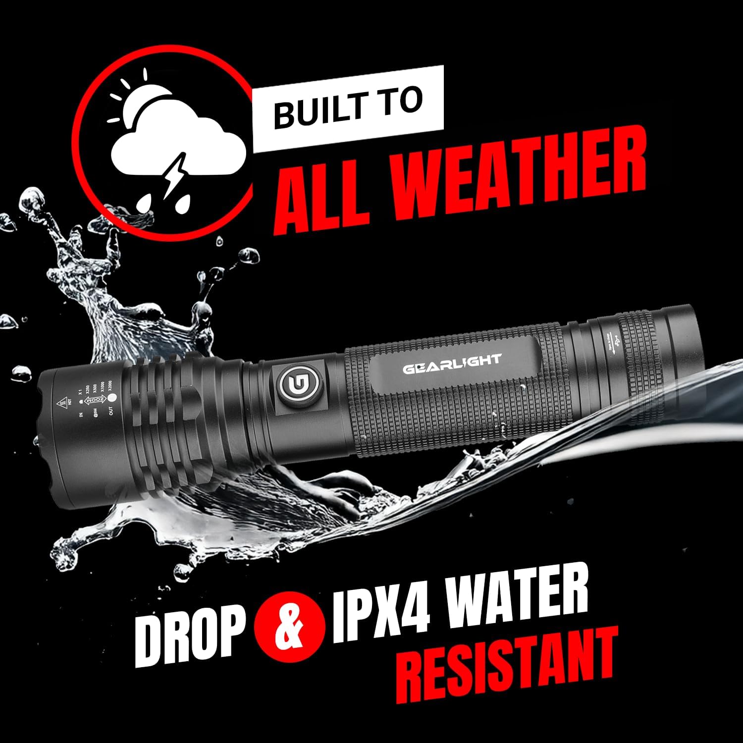 GearLight High-Powered LED Flashlight S1200 - Mid Size, Zoomable, Water Resistant, Handheld Light - High Lumen Camping, Outdoor, Emergency Flashlights - S1200-1 Pack, (Batteries Not Included)