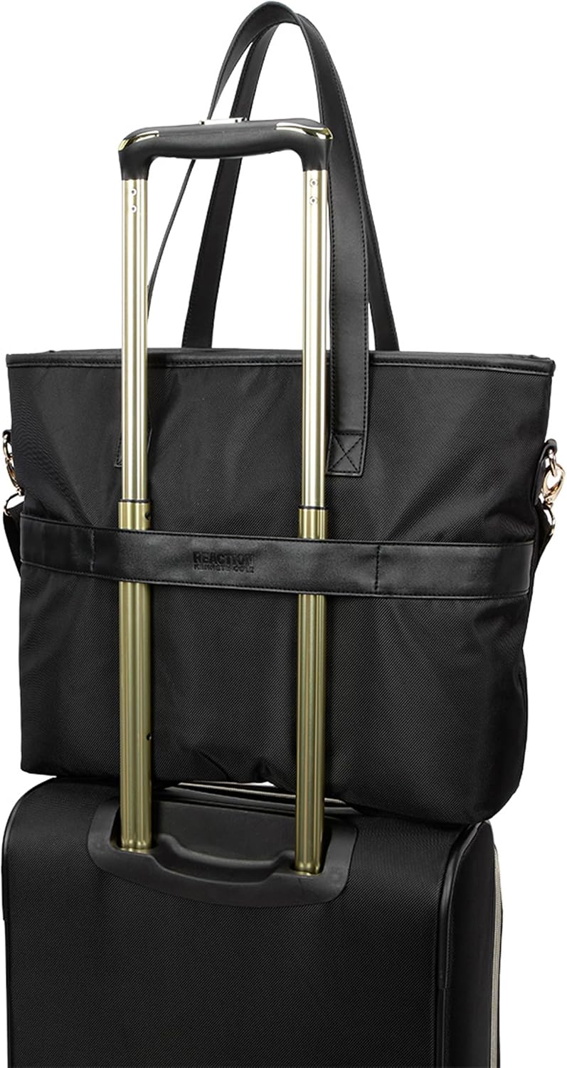 Kenneth Cole REACTION Madison Square Lightweight Hardside Chevron Expandable Spinner Luggage, Black, (28-Inch Checked)