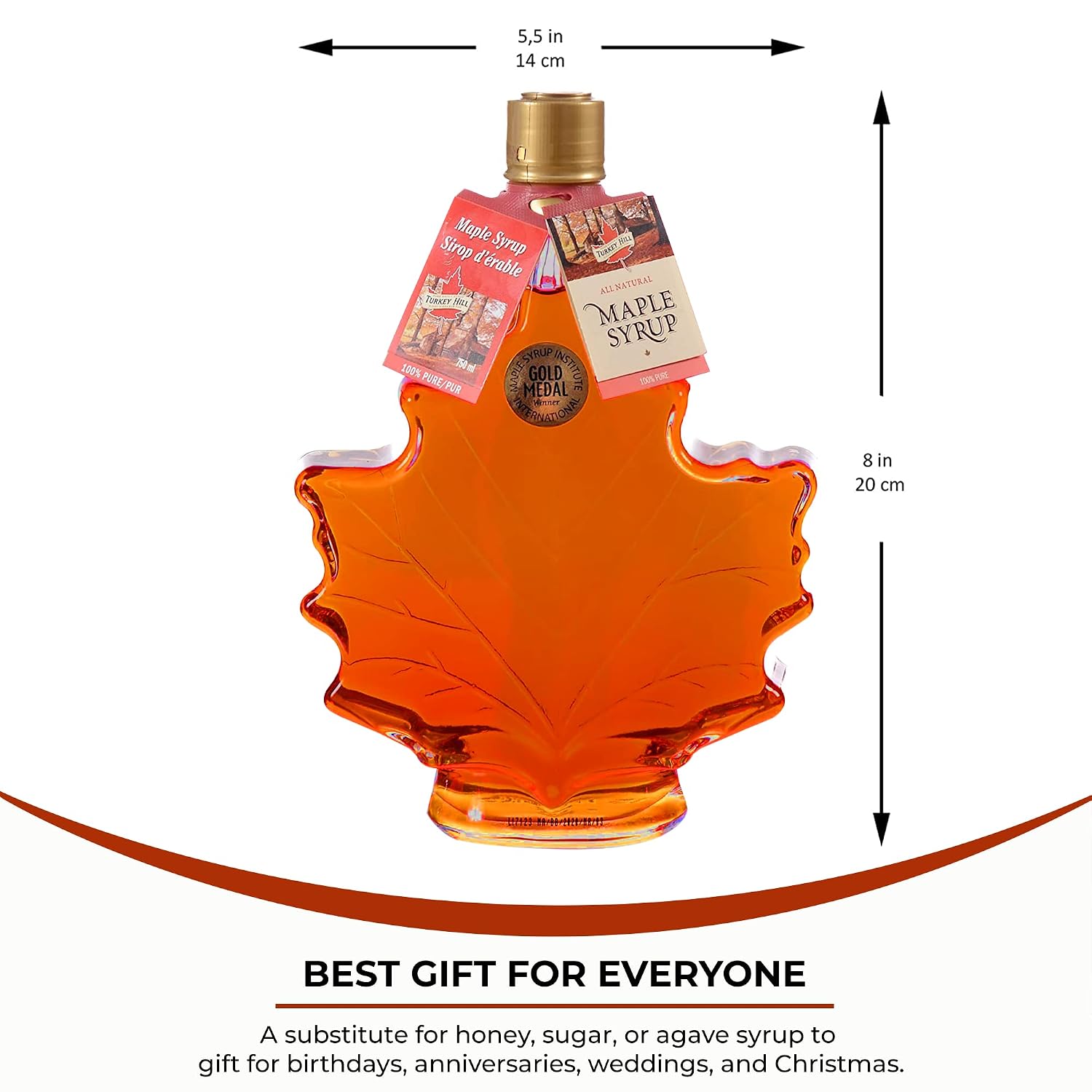 Turkey Hill Sugarbush International Gold Medal Winner Grade A Maple Syrup, Canadian Maple Leaf Glass Bottle (25.36 Fl Oz)