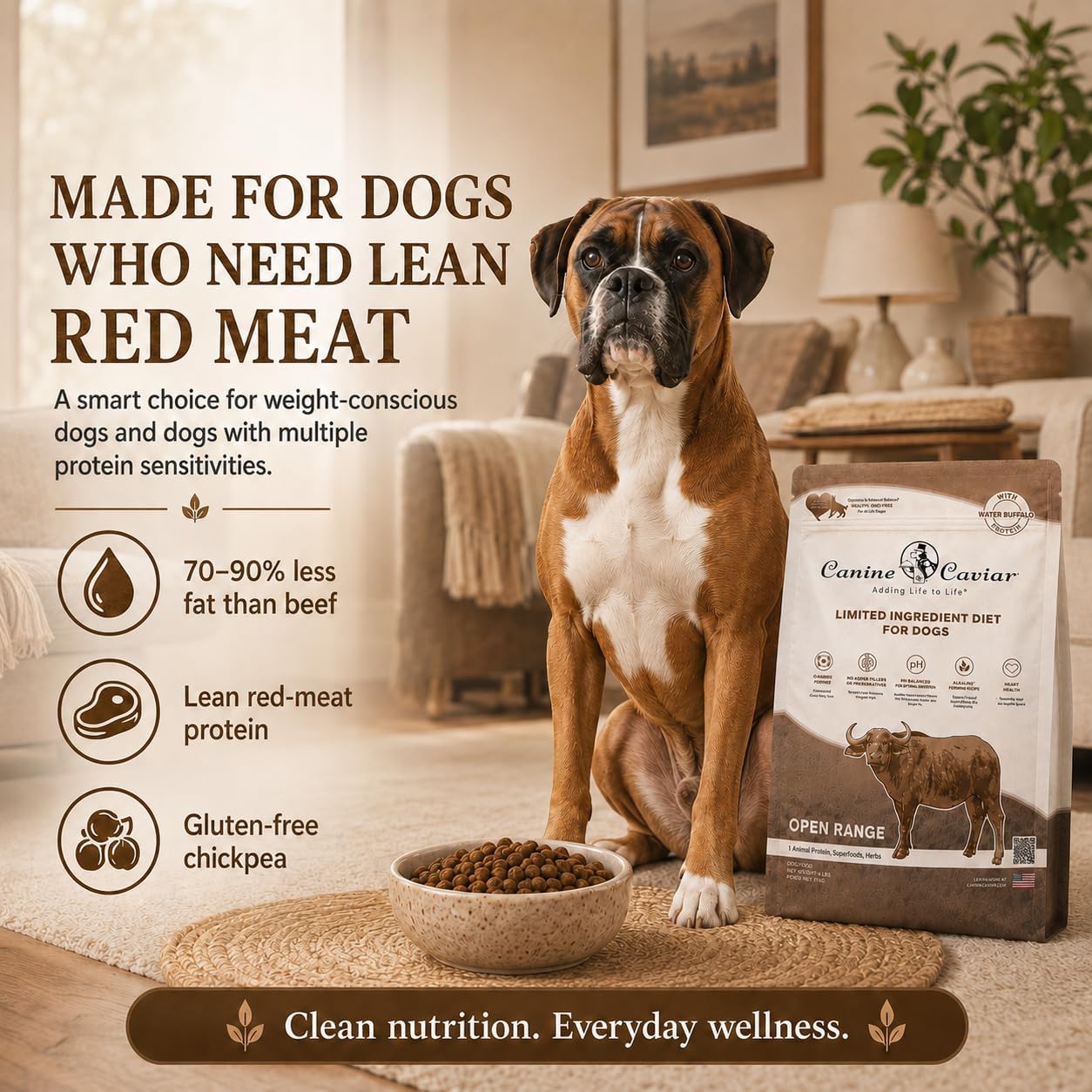 Canine Caviar - Open Range: Water Buffalo & Chickpea Alkaline Dry Dog Food, Limited Ingredients, Gluten-Free, Based on Science & Research, Veterinary Alternative Diet (22 Pound Bag)