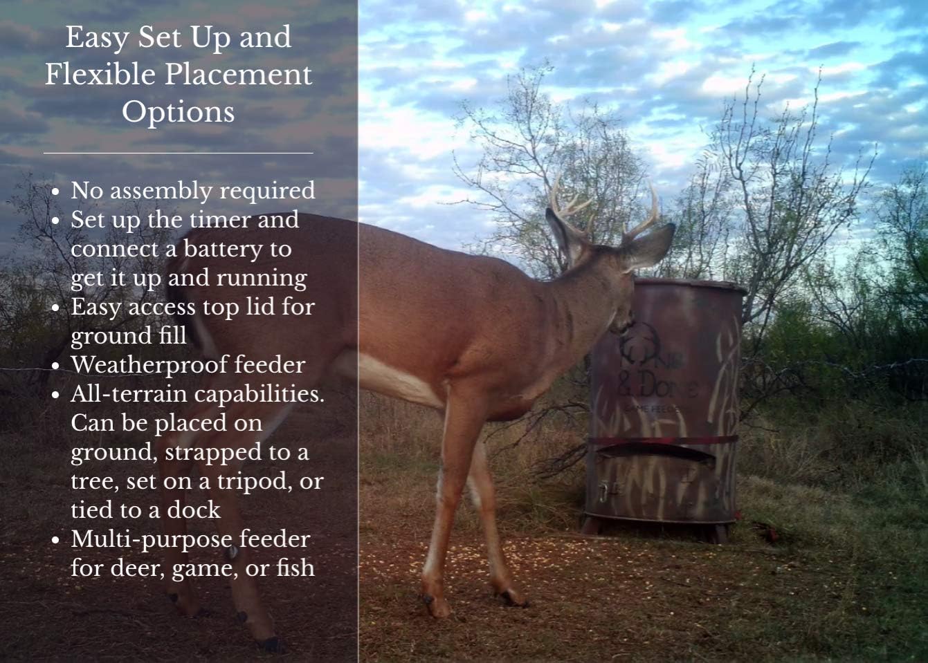 One and Done PRO Game Feeder - Built to Last - Loads 122lbs or 250 lbs (55 Gallon Bear Proof Classic Game Feeder) No Assemble Required