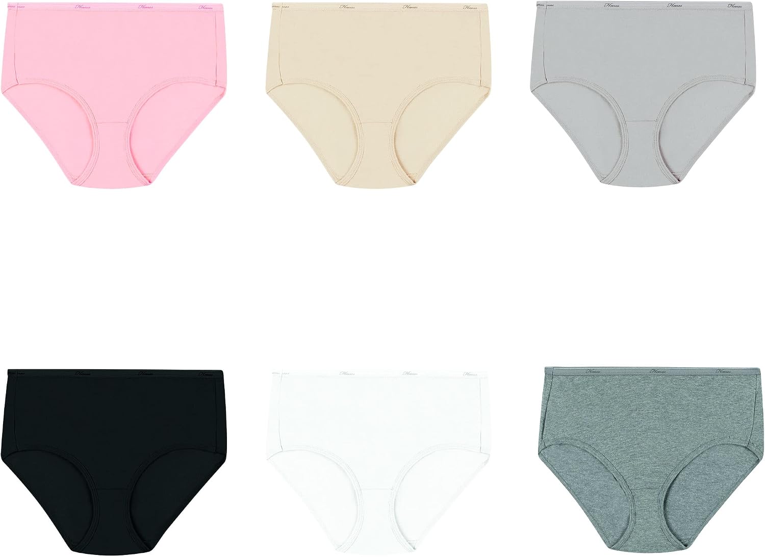 Hanes women's Hi-Cut Panties Pack, Lightweight Cotton Hi-Cuts, 6-Pack (Retired, Colors May Vary)