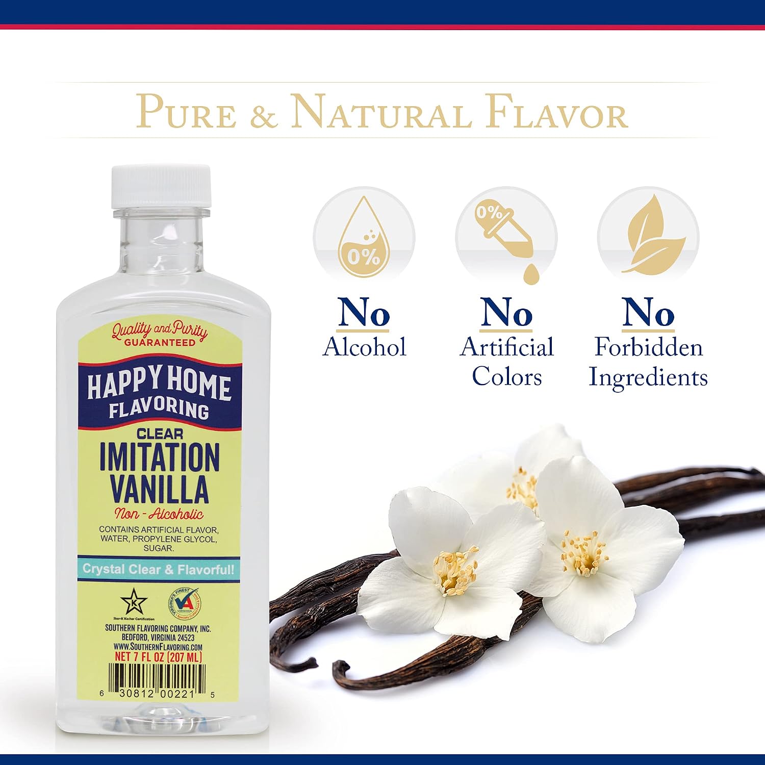 Happy Home Imitation Clear Butter Flavoring, Non-Alcoholic, Certified Kosher, 7 oz.