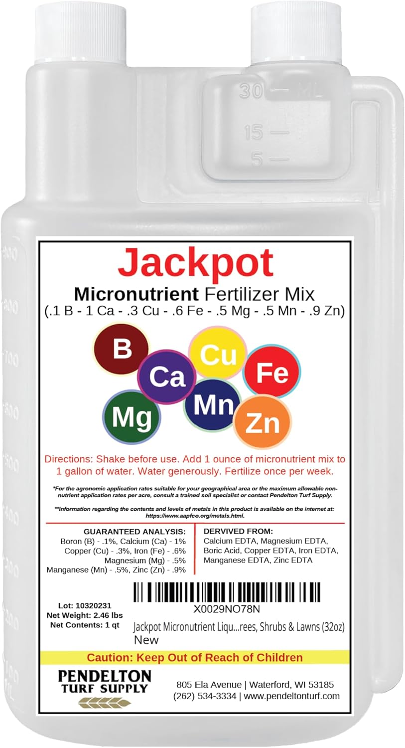 Jackpot Micronutrient Liquid Fertilizer Mix | Indoor & Outdoor | for Plants, Flowers, Vegetable Gardens, Trees, Shrubs & Lawns (32oz)
