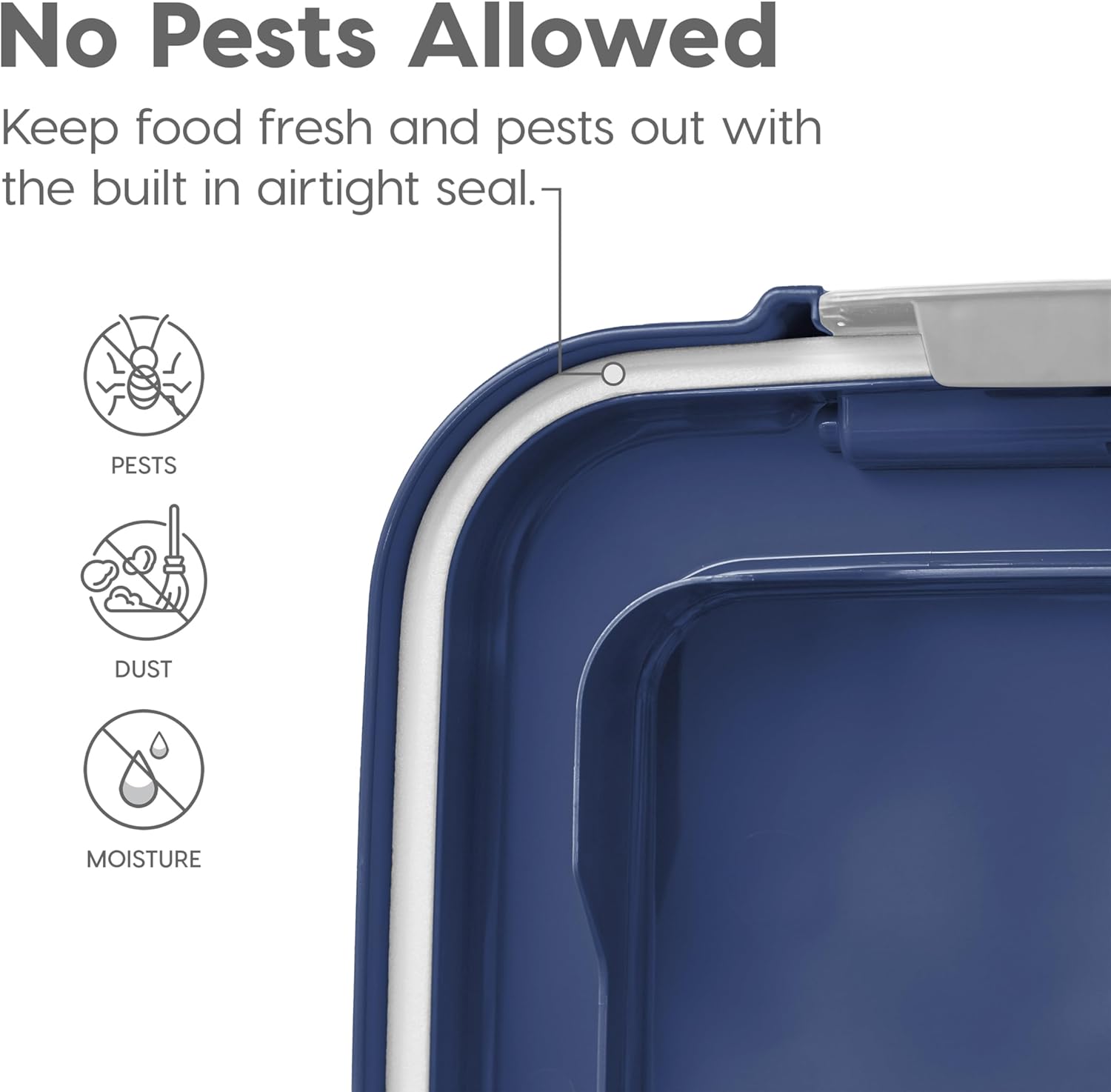 IRIS USA Dog Food Storage Container, Up to 30+11 lbs, Navy, Made in USA | Wheels for Mobility, Airtight Seal, BPA-Free, Best for Bird Seed, Cat food
