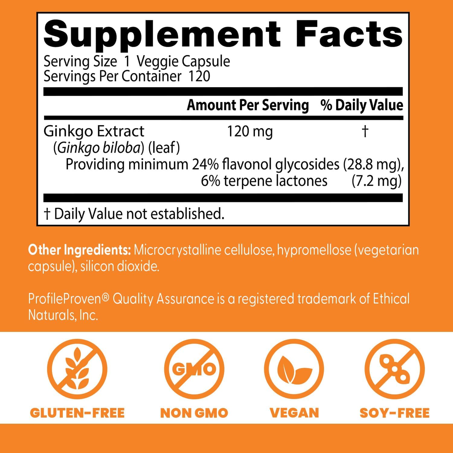 Doctor's Best Extra Strength Ginkgo Biloba Capsules 120 mg - Brain Supplement for Memory and Focus Support, Herbal Cognitive Health Support- 120 Count (Pack of 1)