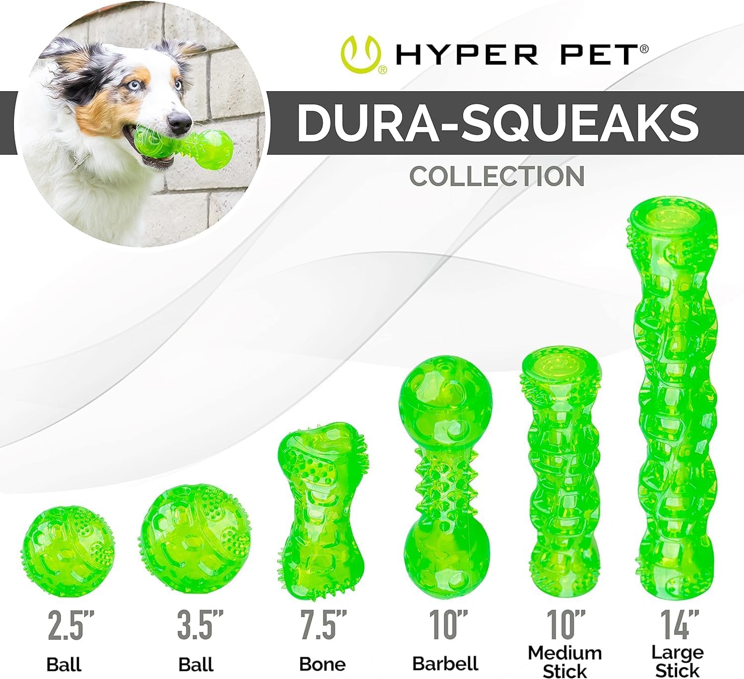 Hyper Pet DuraSqueak Dog Ball Toy, Interactive Dog Toys that Float and Squeaks for Playing, Fetching and Retrieving-Great Alternative to Traditional Tennis Balls Green 2.5 Inch | Bold sound effects reward play, a fresh alternative to traditional tennis o…