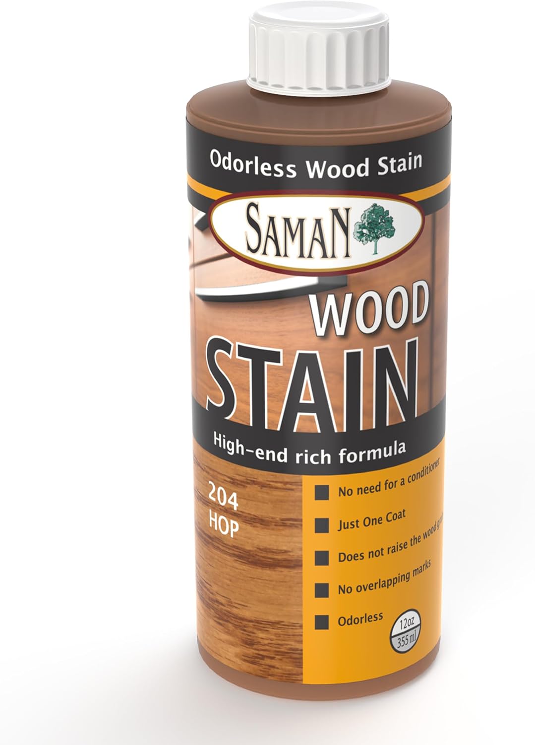 SamaN Interior Water Based Wood Stain - Natural Stain for Furniture, Moldings, Wood Paneling, Cabinets (Antique Walnut TEW-212-12, 12 oz)