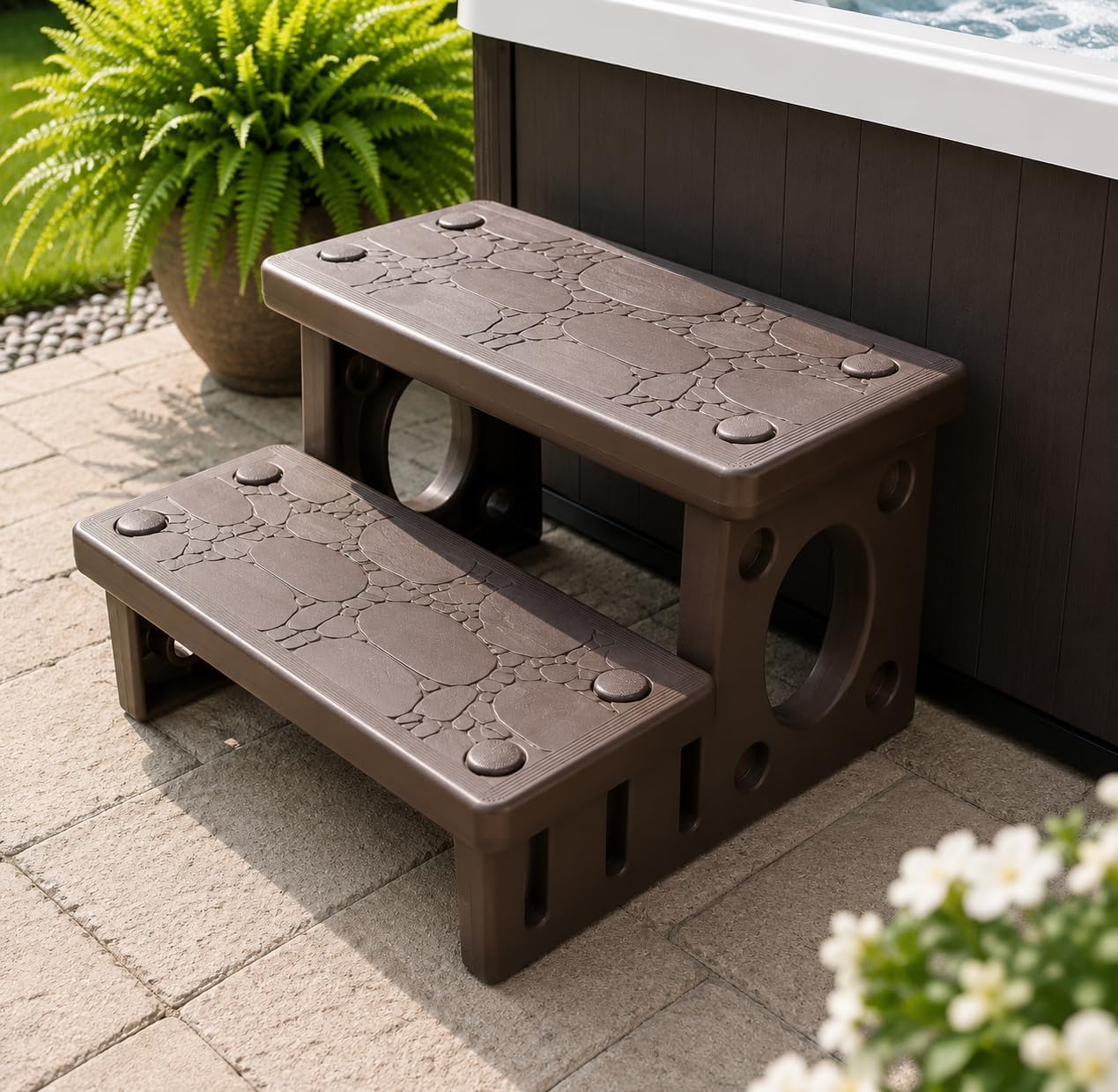 XtremepowerUS Premium Multi Purpose 2-Step Spa Hot Tub RV Campers Deck Steps Deck, Spa, Hot Tub, Bathtub, Swimming Pool Sided Step Non-Slip Steps for Outdoor/Indoor (Gray)