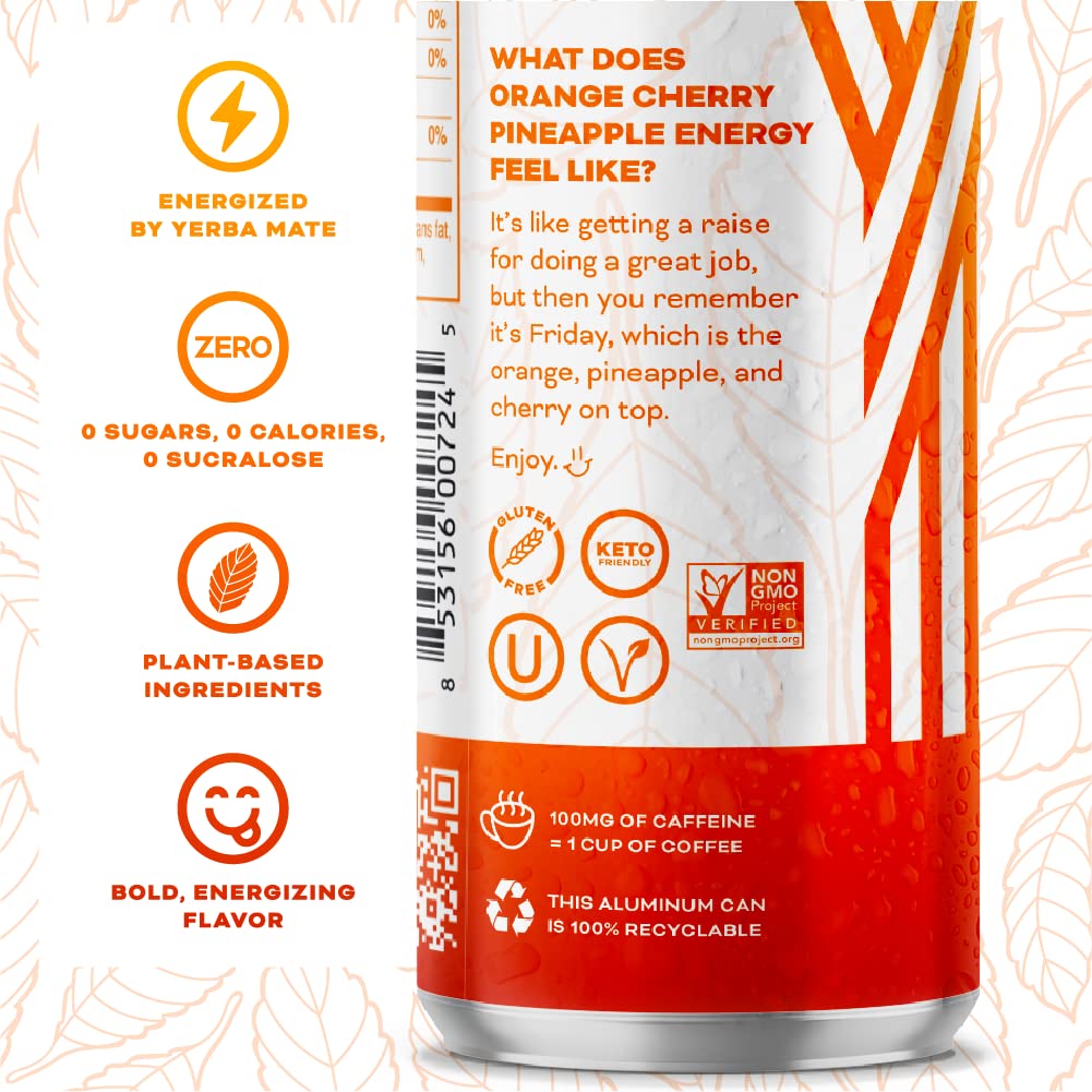 Yerbaé Energy Seltzer - Variety Performance Pack. No Sugar/Calories/Carbs. Energized by Yerba Mate Naturally Caffeinated Plant-Based, Healthy Alternative to Coffee/Sugary Sodas, Pack of 12, 12oz cans