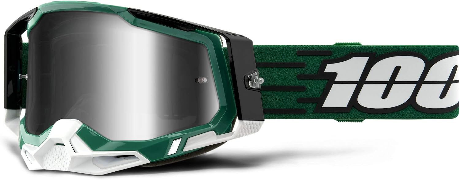 100% Racecraft 2 Mountain Bike & Motocross Goggles - MX and MTB Racing Protective Eyewear (MILORI - Mirror Silver Lens)