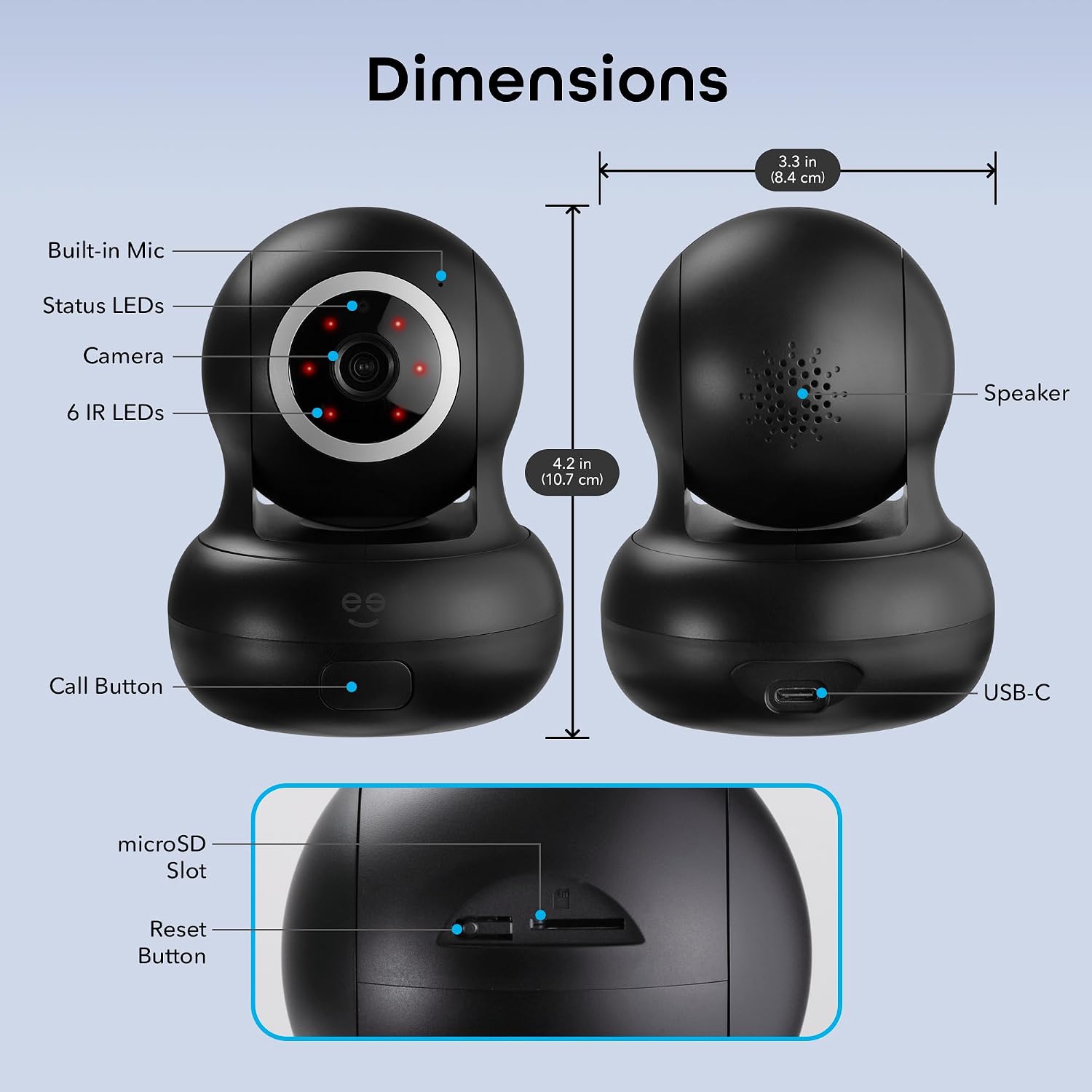 Geeni Sentinel Smart 2K Indoor Security Camera with Auto-Tracking – Dual-Band 2.4GHz & 5GHz WiFi, 2K HD Video, App & Voice Control, Motion Detection, White