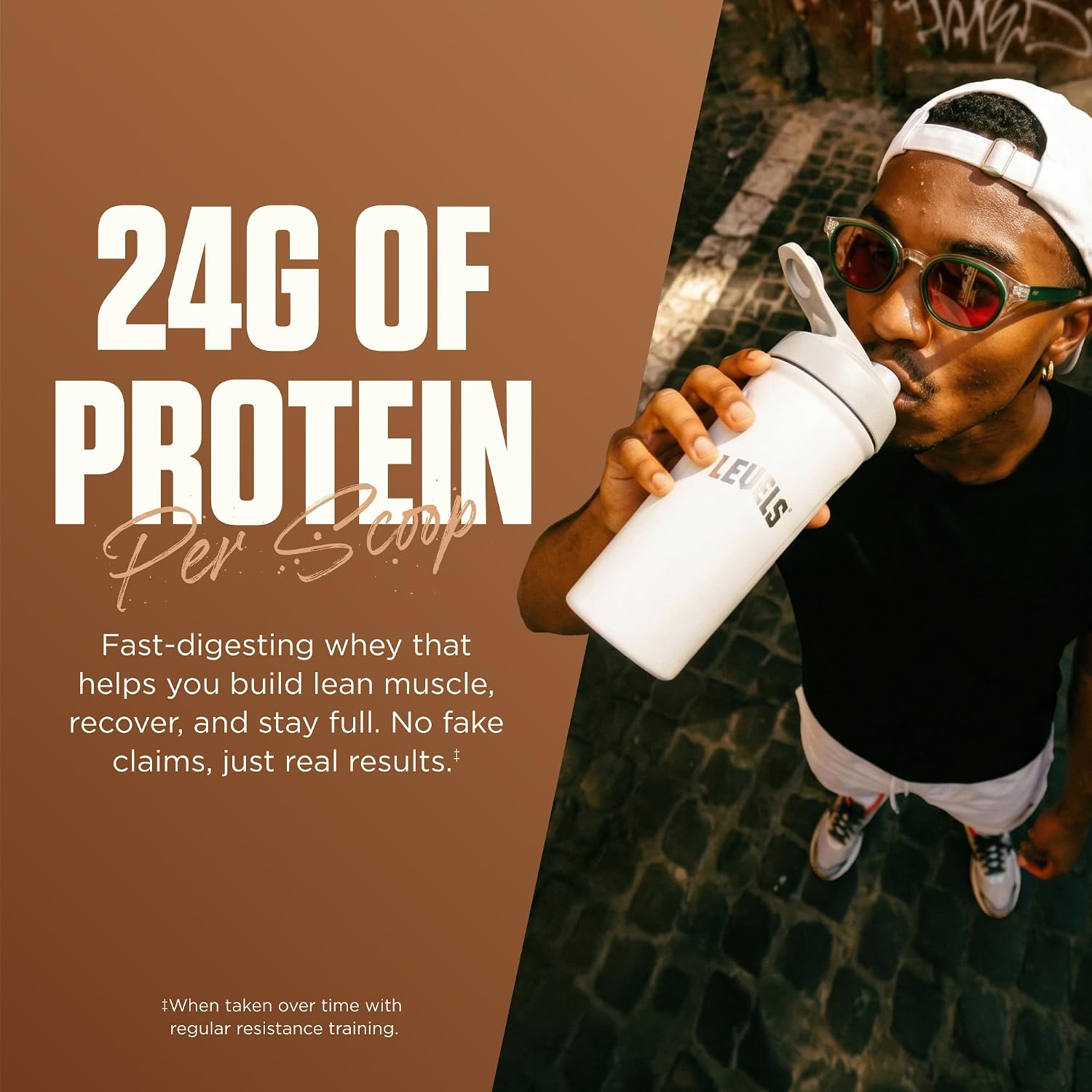 Levels Whey Protein Powder, No Artificial Ingredients, Pure Chocolate, 5LB | 24G of Protein, 5.4G BCAAs, Clean Ingredients, Hormone Free Dairy, No Fillers, No Added Sugar, No Junk