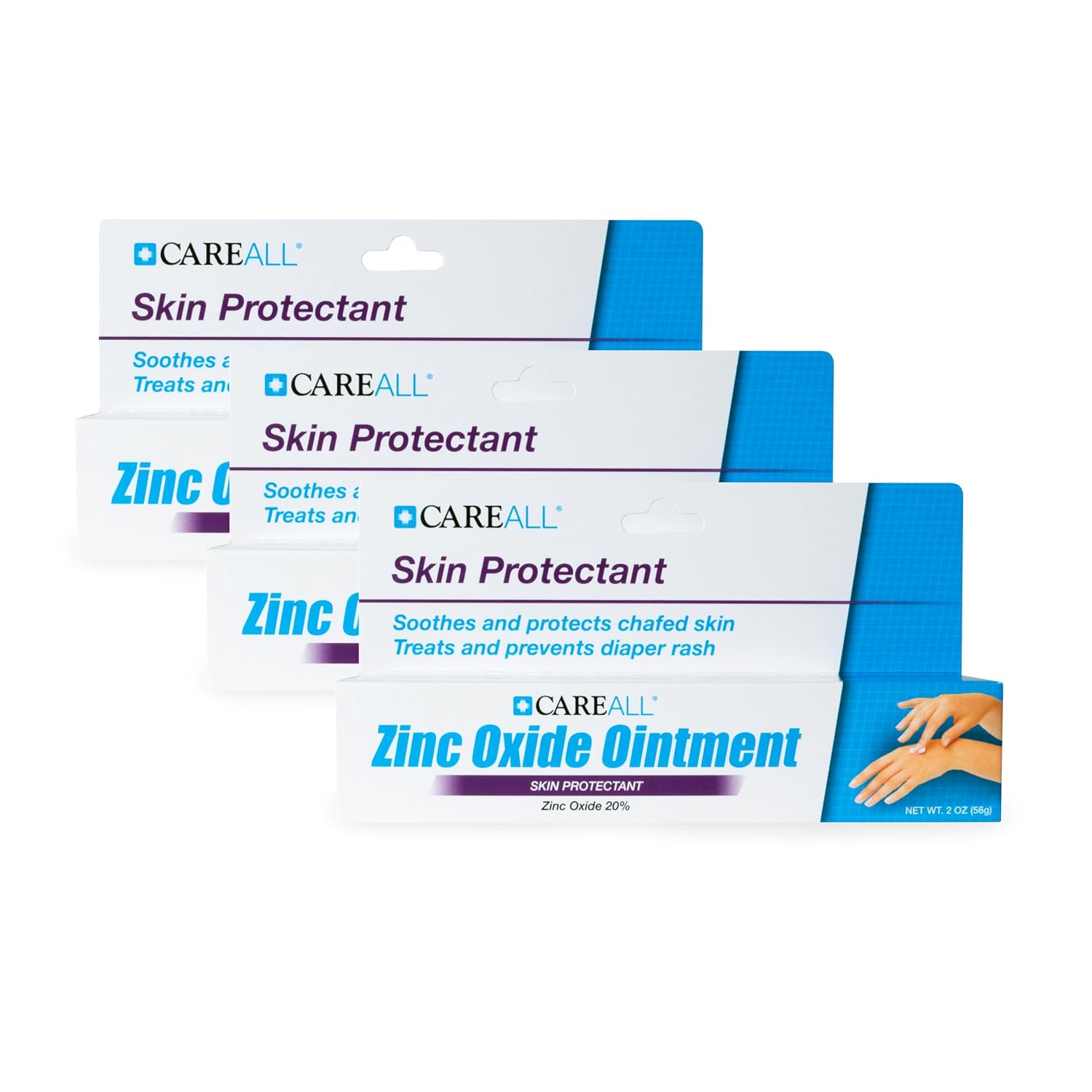 CareAll Zinc Oxide 20% Skin Protectant Barrier Ointment 2 oz (3 Pack), Relieves