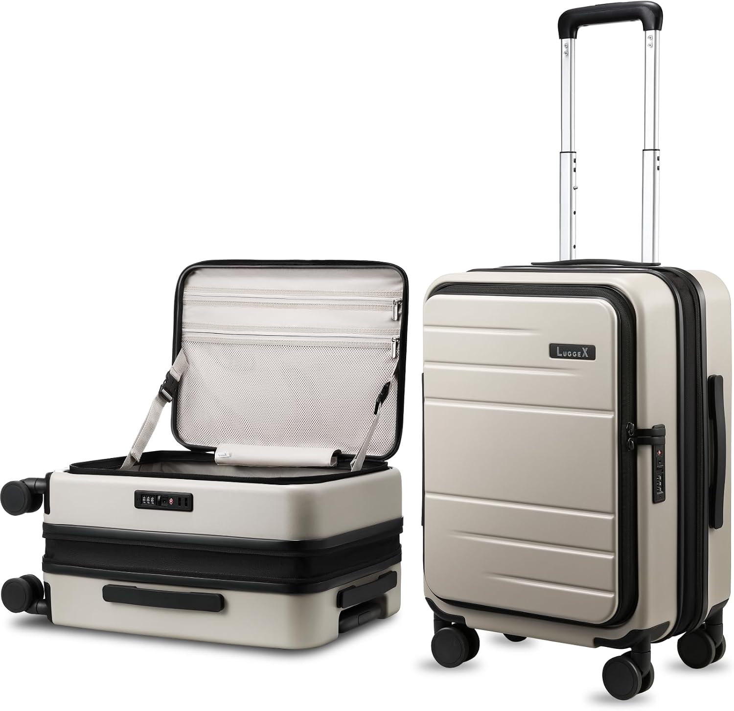 LUGGEX Checked Top Opening Expandable Suitcase, Black, 28" | Checked Luggage, Top Opening Design, 100% PC Hard Shell, Expandable Storage, TSA Approved Lock, 105L-115L Capacity, FX-Core