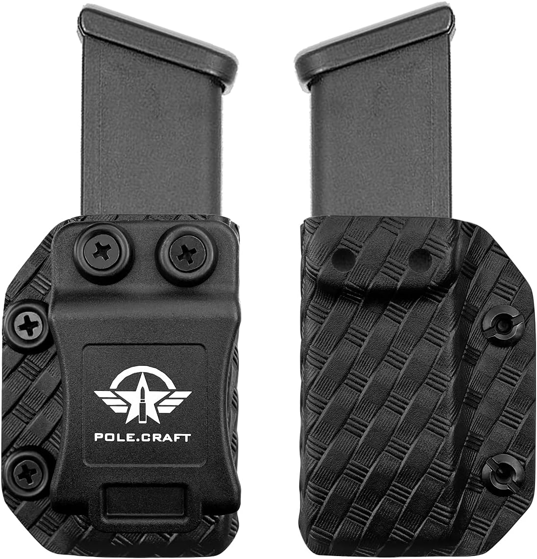 POLE.CRAFT IWB/OWB Magazine Holster Kydex - Mag Carrier Fits: 9mm .40 Double Stack / 9mm .40 Single Stack - P365 1911 Glock 19 19X 17 26 27 28 43 22