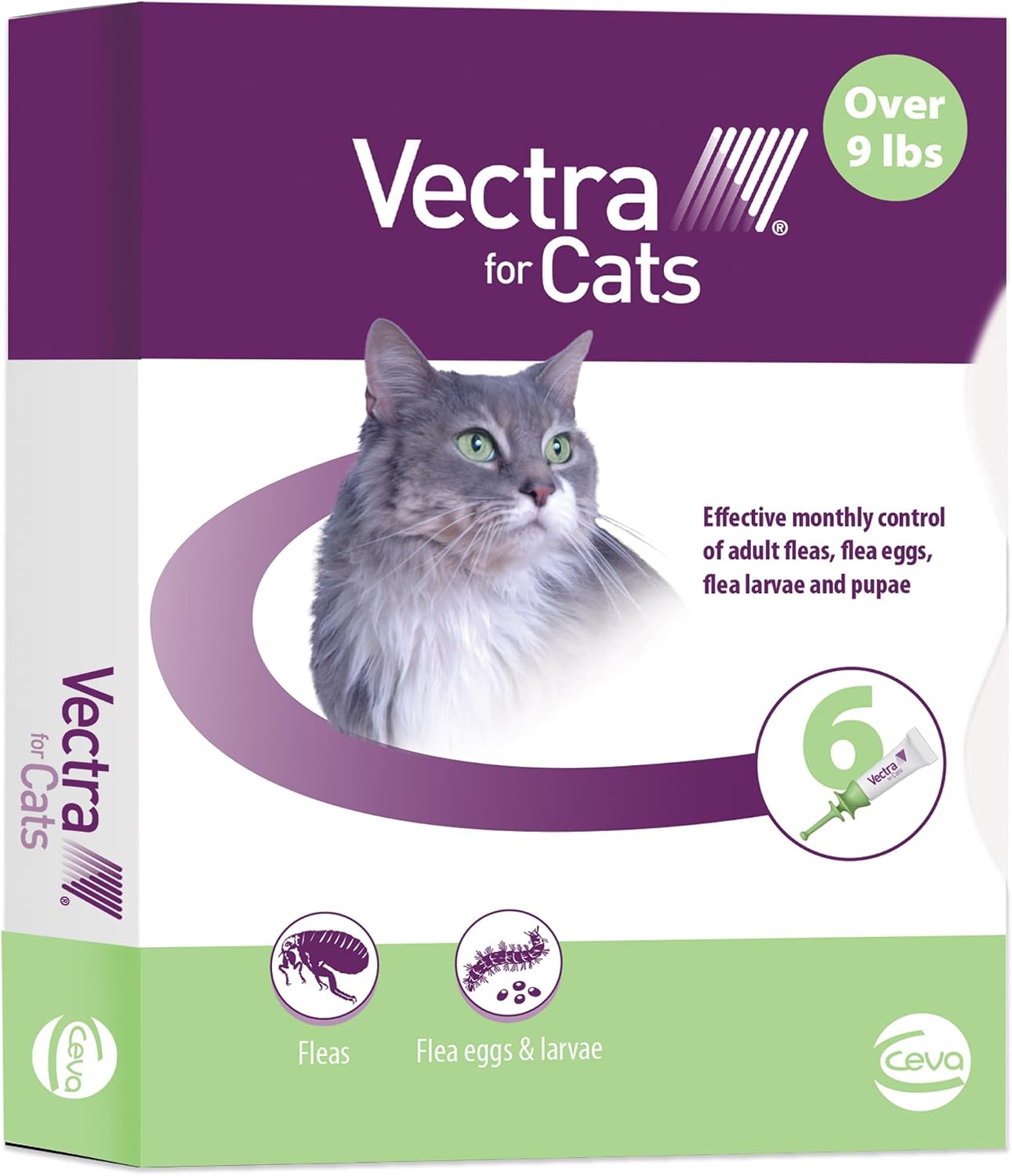 Vectra for Cats Flea Treatment & Prevention for Large Cats (Over 9 lbs.) 6-Month Supply | No Prescription Required