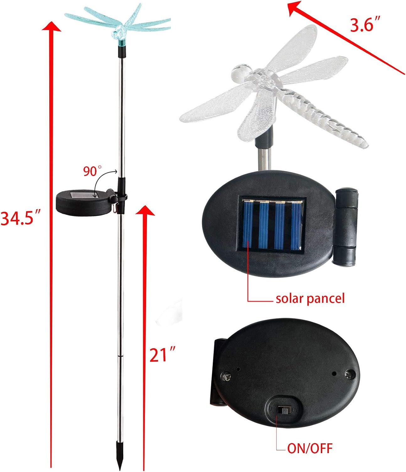 1PCS Waterproof Outdoor Solar Garden Stake Light w Color Charging