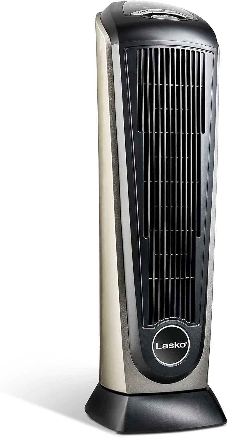 Lasko 1500W Ceramic Tower Space Heater with Remote, Thermostat, Timer & Widespread Oscillation, Portable Electric Heater for Indoor Use