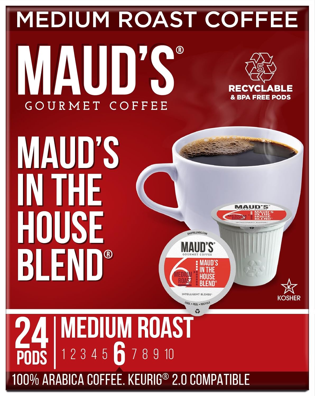 Maud's Family Pack Coffee Pods Variety Pack, 136ct, 12 Assorted Flavors | Medium Roast Flavored Coffee in Single Serve Pods – 100% Arabica Coffee, Compatible with Keurig Coffee Makers
