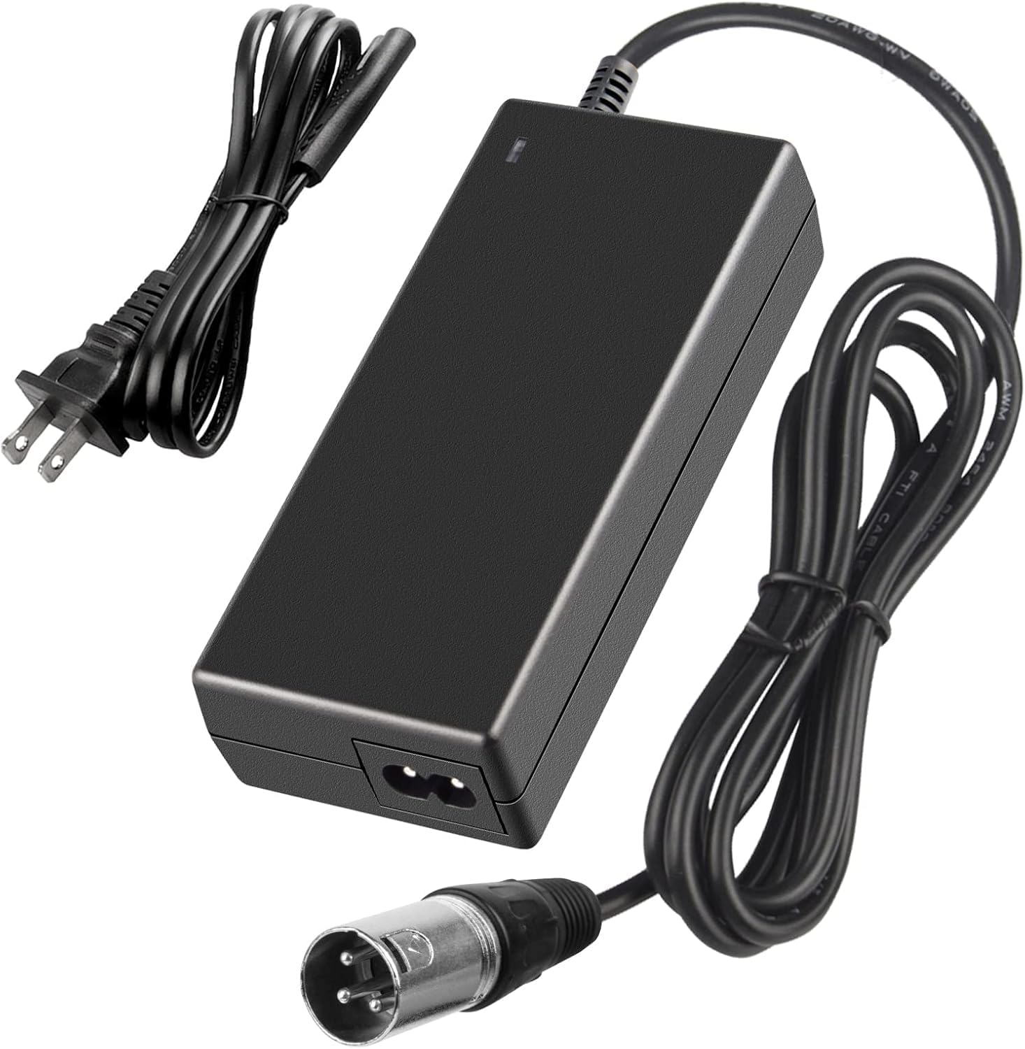 36V 1.8A Female 3-Pin XLR Lead Acid Battery Charger with 3-Prong Inline Power Supply Cord for 36V Boreem Jia, Minimoto, Rad2Go, Electric Scooter, ATV