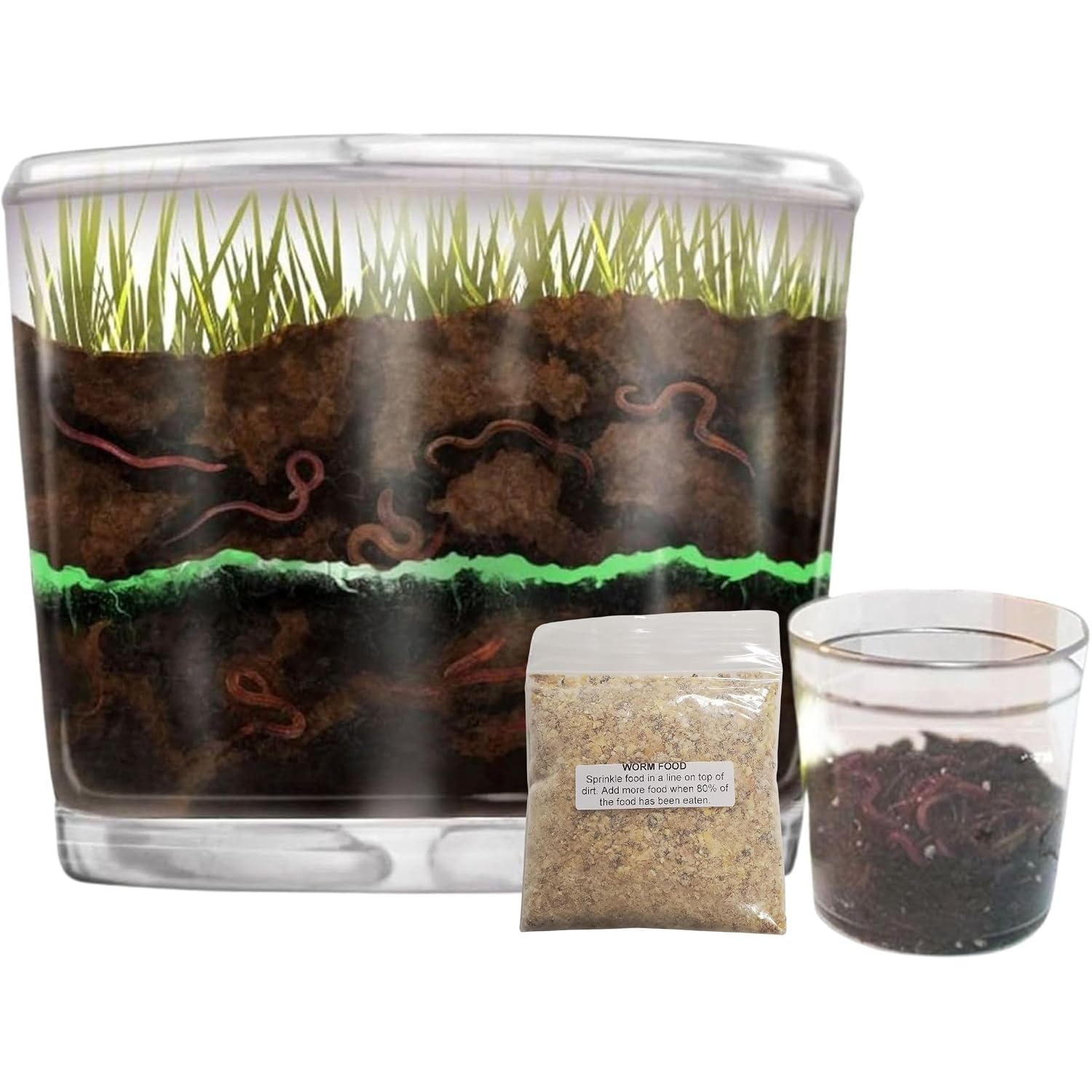 Worm Farm for Kids Kit with 20 Live Composting Worms, All-in-One Bundle | Watch composting in action with this complete kit with live worms included, all-in-one bundled engaging science project