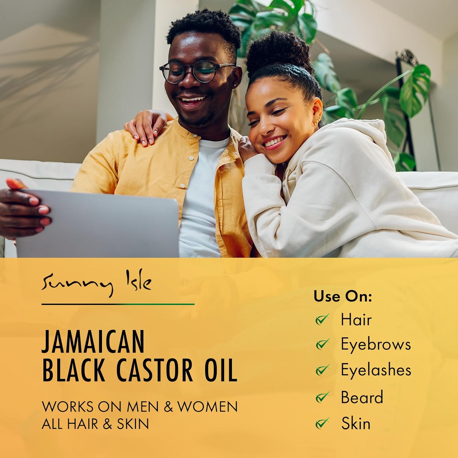 Sunny Isle Jamaican Black Castor Oil 4oz, Original, Authentic | Moisturizing JBCO for Hair Growth, Scalp Care, Edges, Eyebrows & Eyelashes, Conditioning for Dry Skin, Unscented