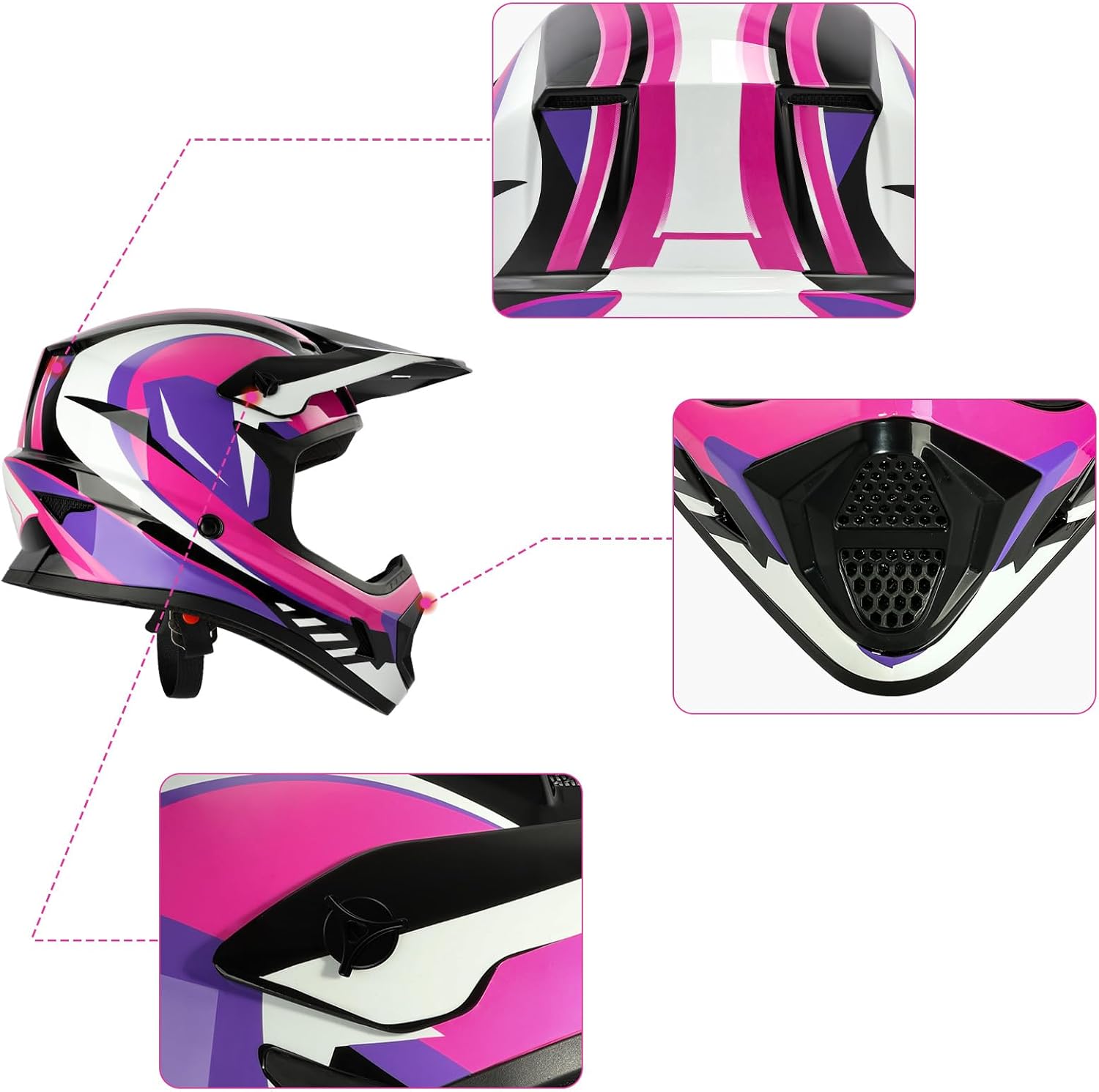 TCMT Youth Dirt Bike Helmet DOT Certified - Kids Full Face Motocross ATV Helmet with Goggles, Gloves and Helmet Bag for Off-Road, BMX, MX, Street Riding