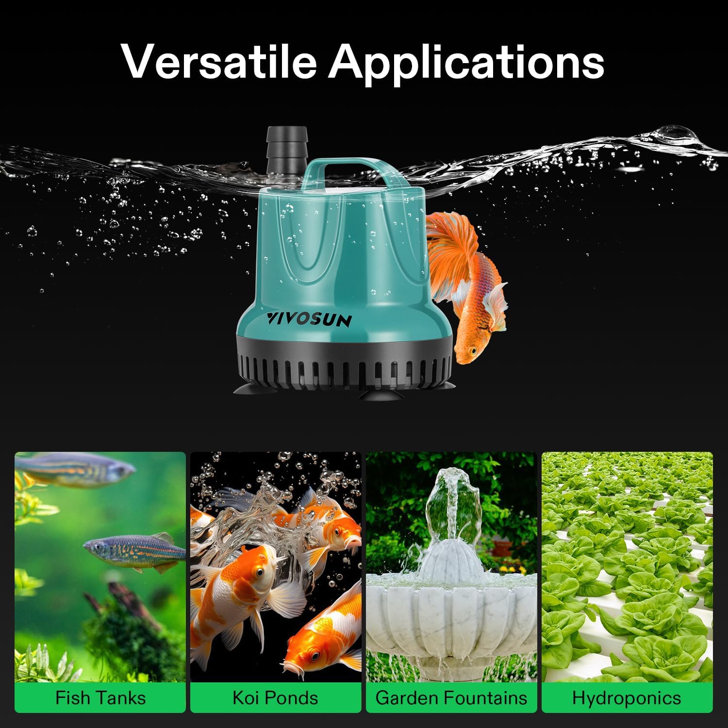 VIVOSUN 660GPH Sub Water Pump for Fish Tank, Pond, Aquarium, Hydroponics