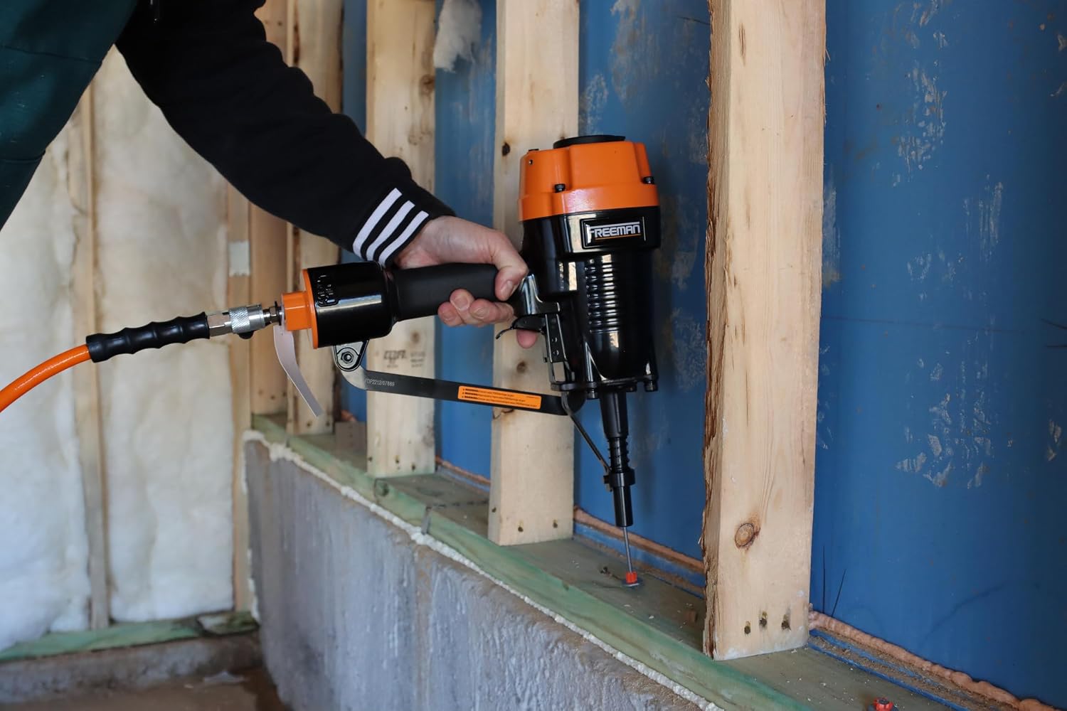 Freeman PSSCP Pneumatic 3" Single-Pin Concrete Nailer with Case | Heavy-Duty Air-Powered Nail Gun for Wood