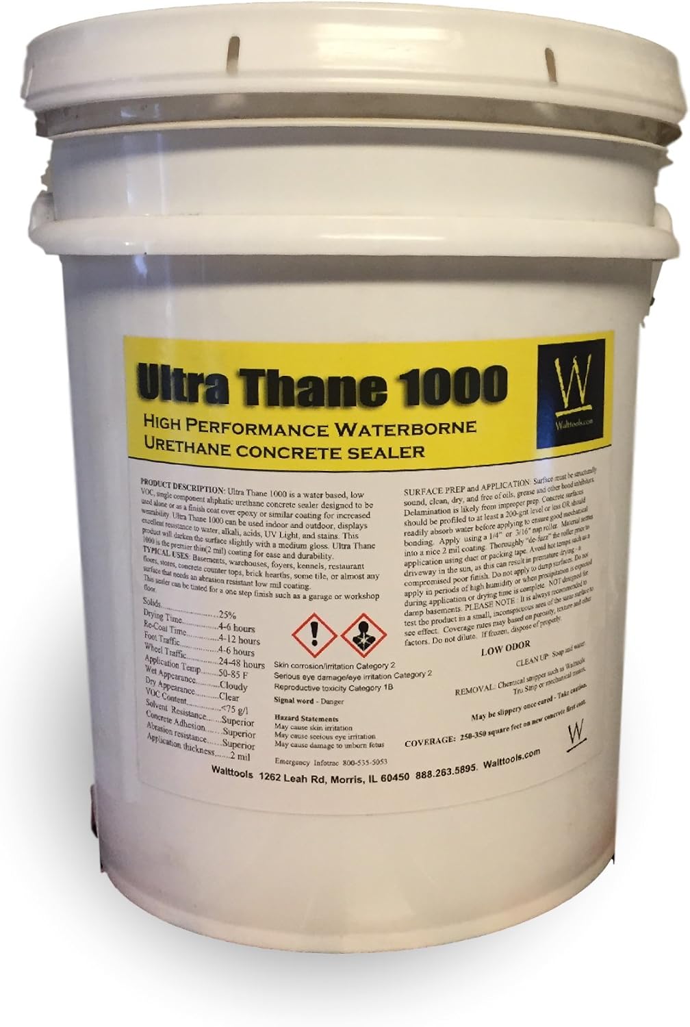 Ultra Thane 1000 Single Component Polyurethane Concrete Floor Sealer –UV & Stain-Resistant Aliphatic Urethane – Clear Protective Finish for Concrete, Overlays & Microtoppings - 5 Gallon
