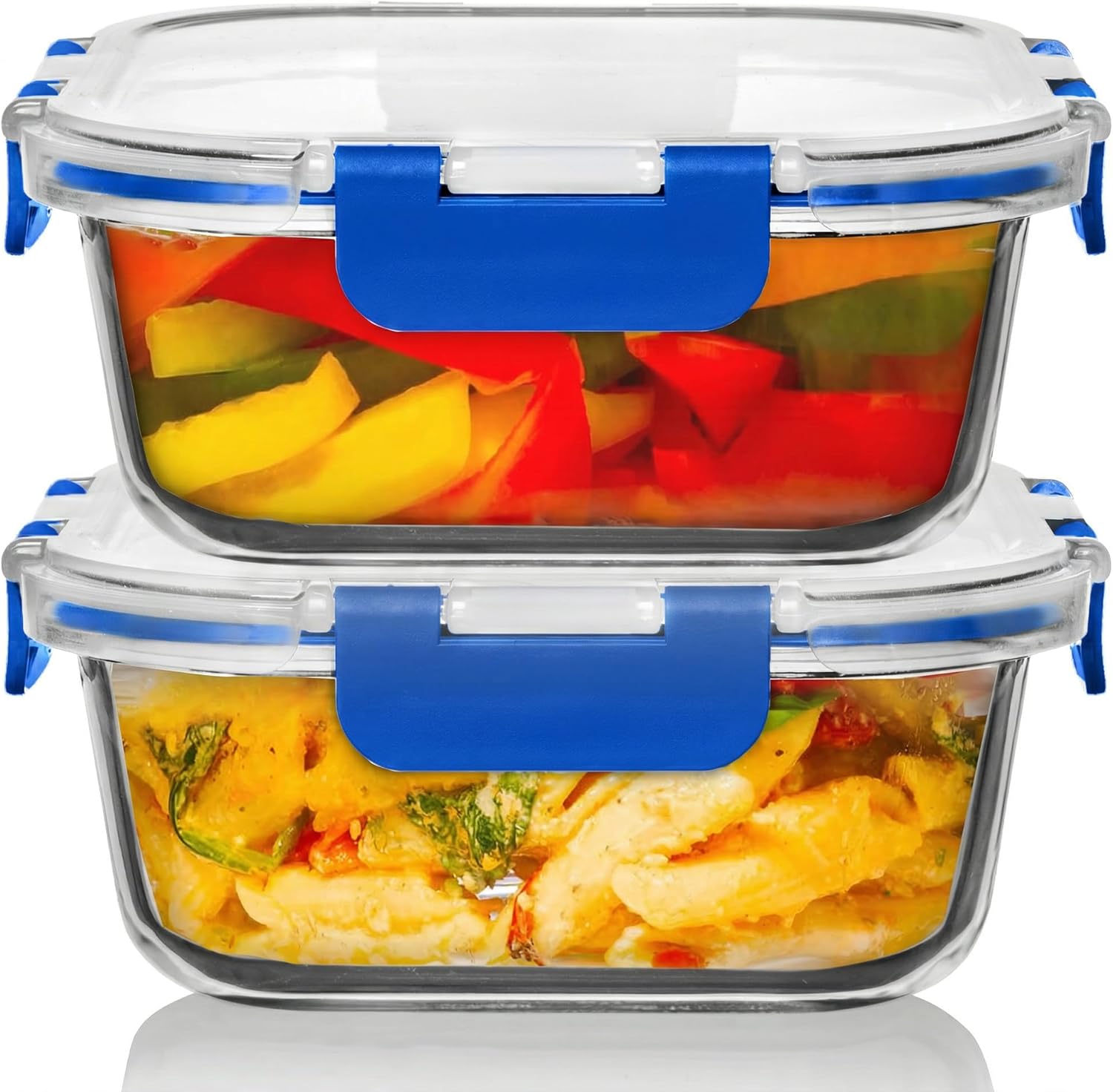Razab 2 PC 1200ML / 41 Oz Glass Food Storage Containers with Lids - Airtight & Leakproof - Microwave/Oven/Freezer Safe - BPA Free - Ideal for Meal
