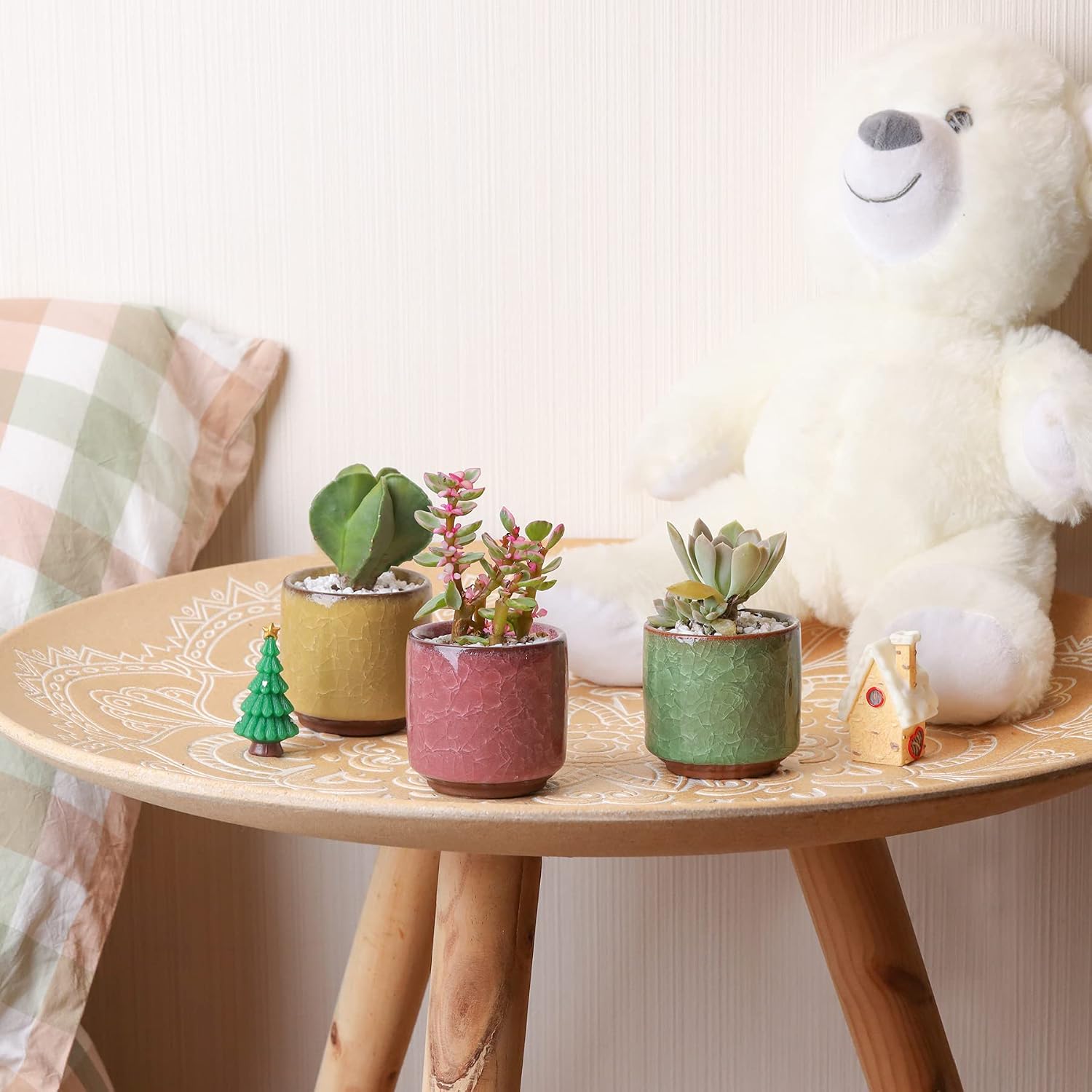 T4U 2.5 Inch Small Ceramic Succulent Planter Pot with Drainage Hole Set of 6, Ice Crack Glaze Plant Container for Cactus, Gardening Plant Gifts for Women Mom Aunt Home Office Decor | Cactus planters set, indoor herb garden, bonsai tree starter, tabletop…