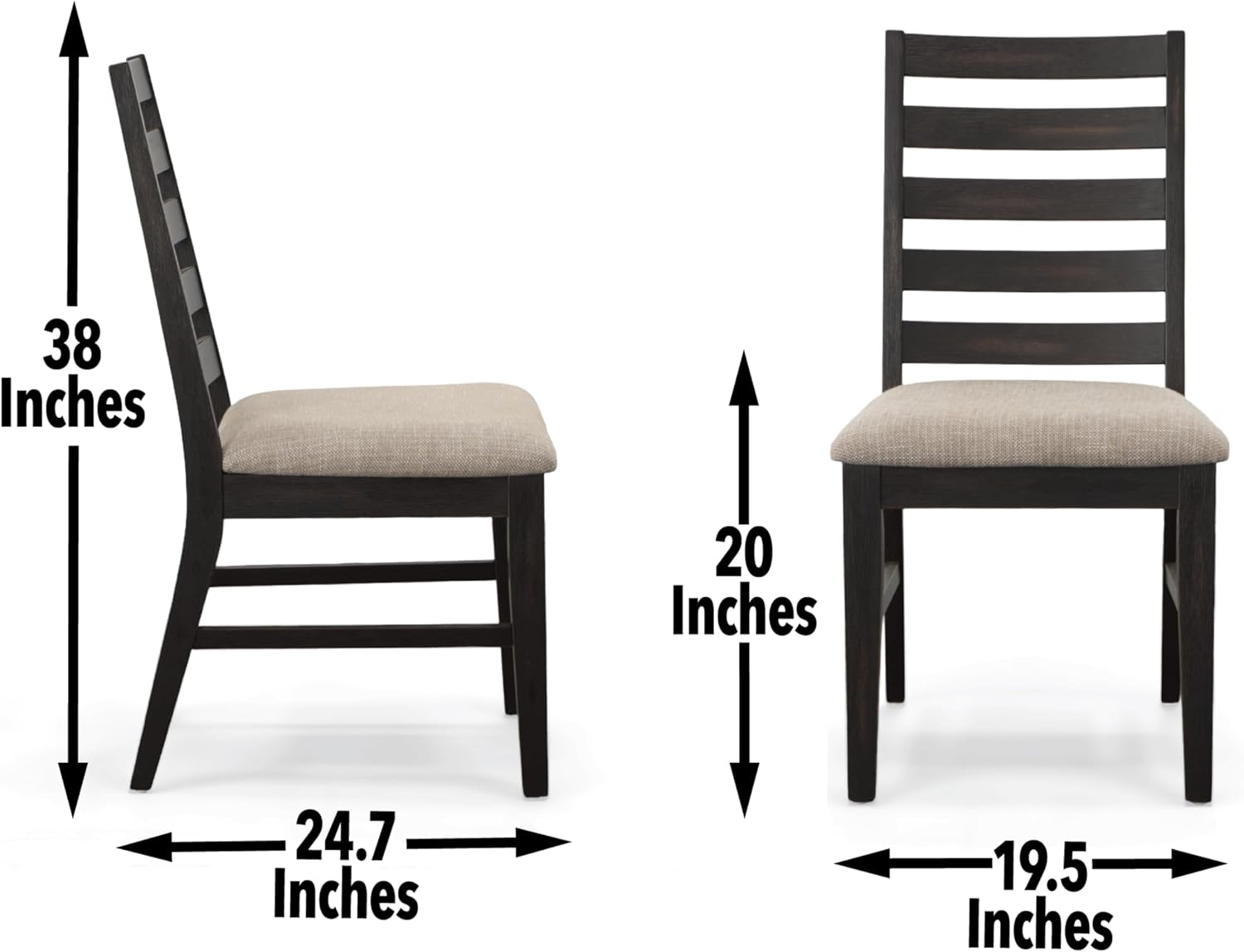 Steve Silver Company Harlow Side Chair, Set of 2 Chairs, Upholstered Seat, Modern Farmhouse, Armeless Dining Room Chairs, Solid Wood Legs, Kitchen
