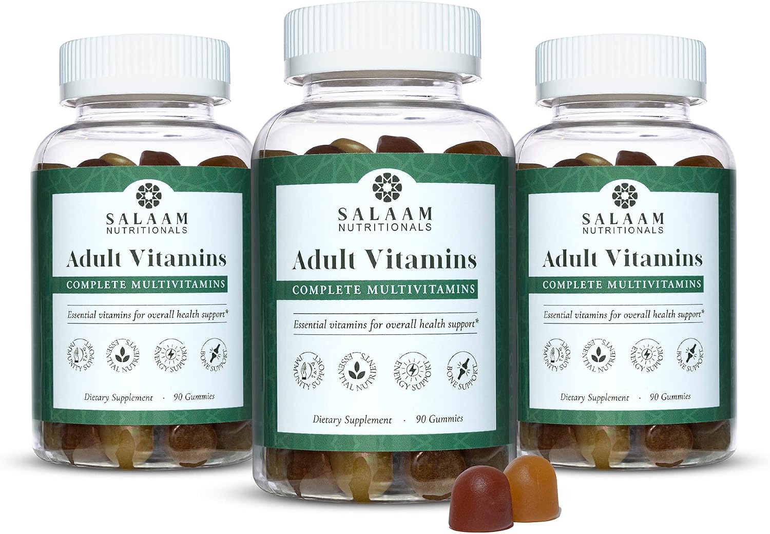 Salaam Nutritionals - Adult Multivitamins, Vitamin Gummies for Women and Men, Multivitamins for Adults with 11 Essential Vitamins and Minerals, 90 Count, 1 Pack.