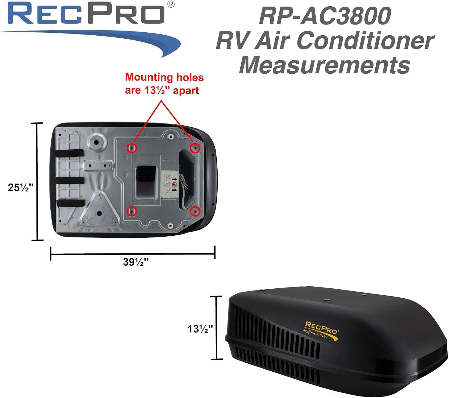 RecPro RV 15K Quiet AC Heat Pump Non-Ducted Black 110-120V