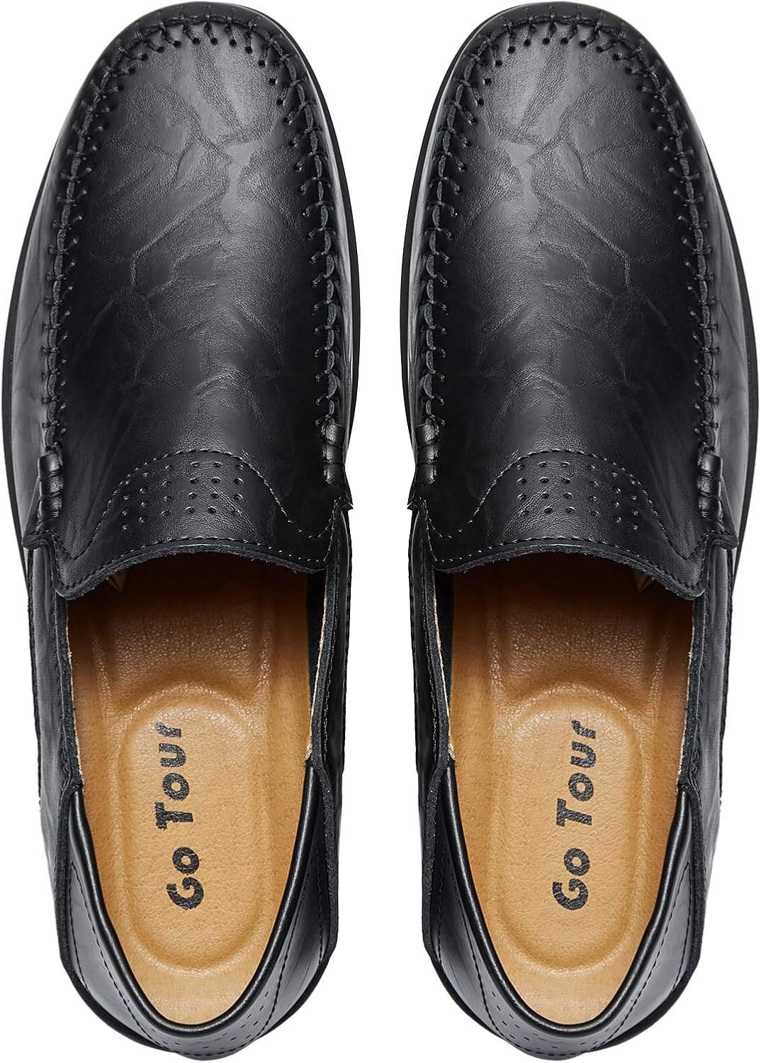 Go Tour Men's Premium Genuine Leather Casual Slip on Loafers Breathable Driving Shoes Fashion Slipper