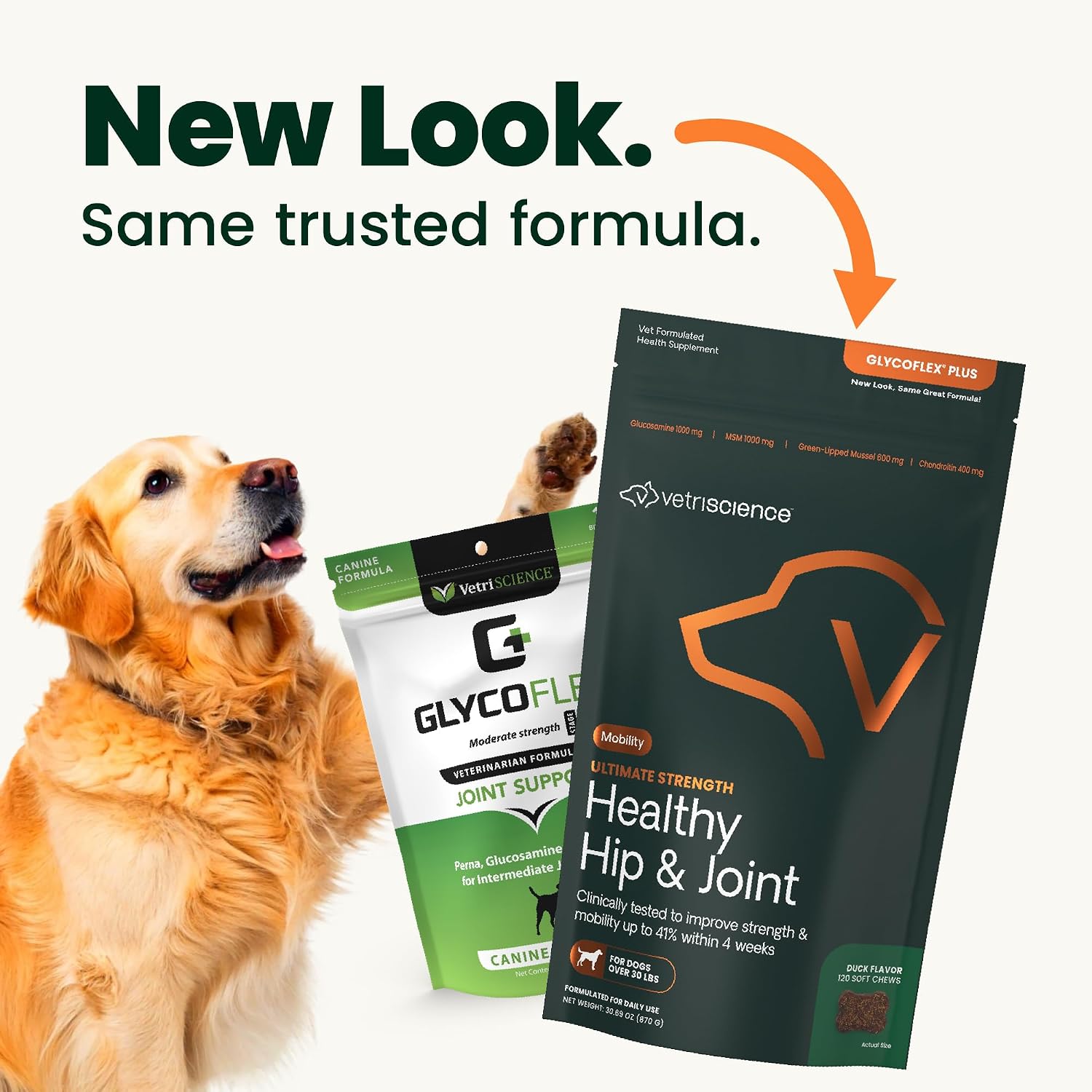 VetriScience Healthy Hip & Joint Chews, GlycoFlex Glucosamine and Green-Lipped Mussel Joint Support Supplement for Dogs, Promote Mobility and Protect Joints, Chicken, 120 Count