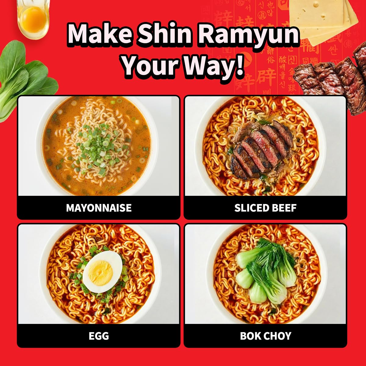 Nongshim Shin Ramyun Noodles, Spicy Korean Signature Instant Ramyun, Rich Beef Flavored Broth, Microwaveable, Korean Instant Noodles, 4.23 oz (Pack of 20), Packaging May Vary.