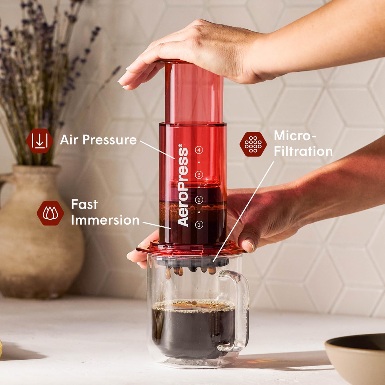 AeroPress Original Coffee Press, French Press, Pour-Over & Espresso Style | All-in-One Manual Coffee Maker, 2-Minute Brew, Less Bitterness, More Flavor, Portable, Travel & Camping