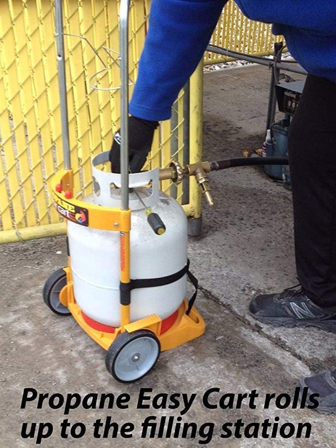 Propane Easy Cart LP Tank Wheeled Carrier for BBQ Grills, Weed Burners, Fire Pits, Tank Top Heaters (Tank not Included)