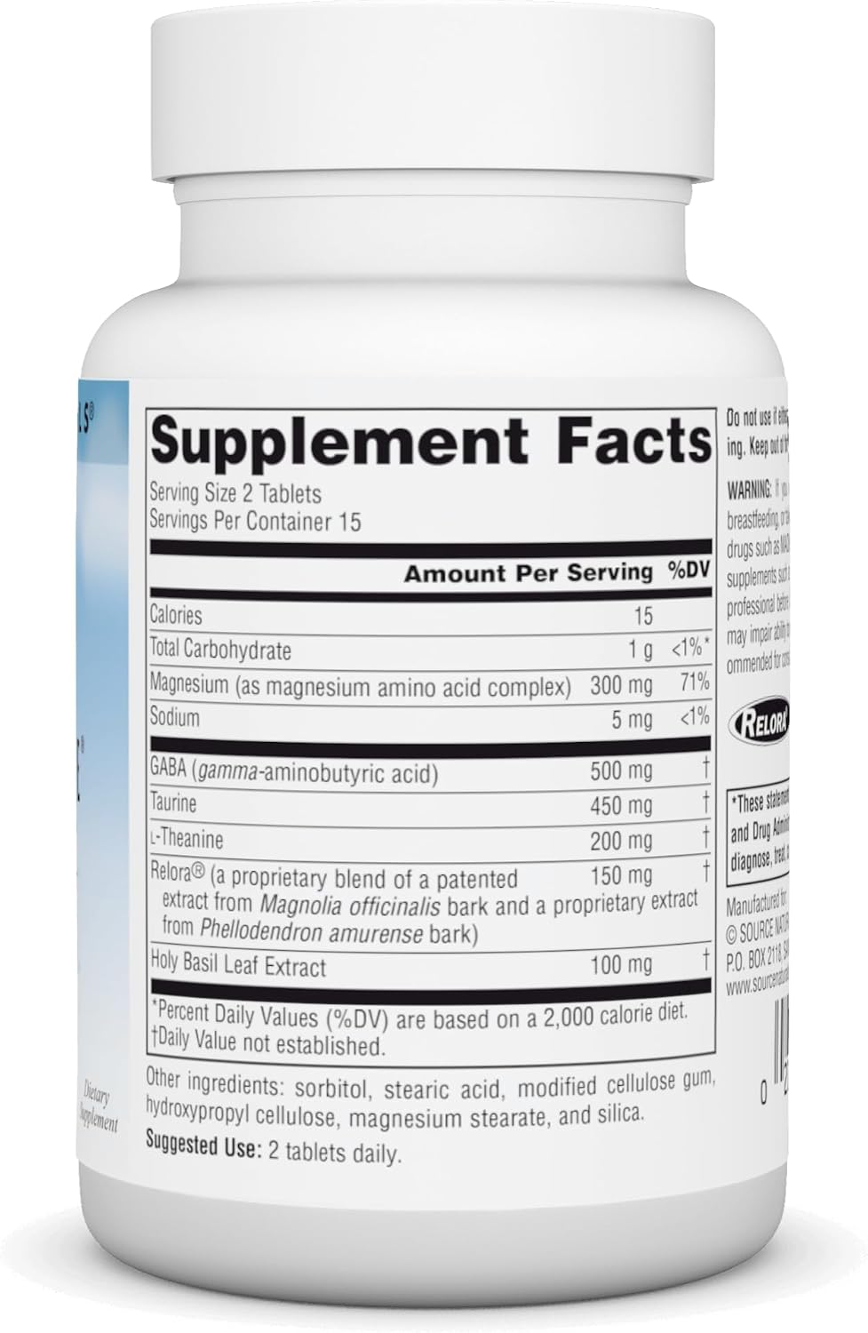 Source Naturals Theanine Serene with Relora, Calm Mind and Body* - 120 Tablets
